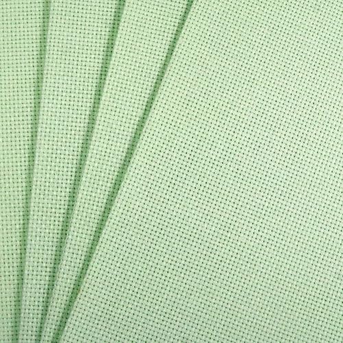 Image of KCS 4 /6 pc of 12 inch x 18 inch 30cmx45cm 16CT Counted Cotton Aida Cloth Cross Stitch Fabric (Light Green, 4 pc)