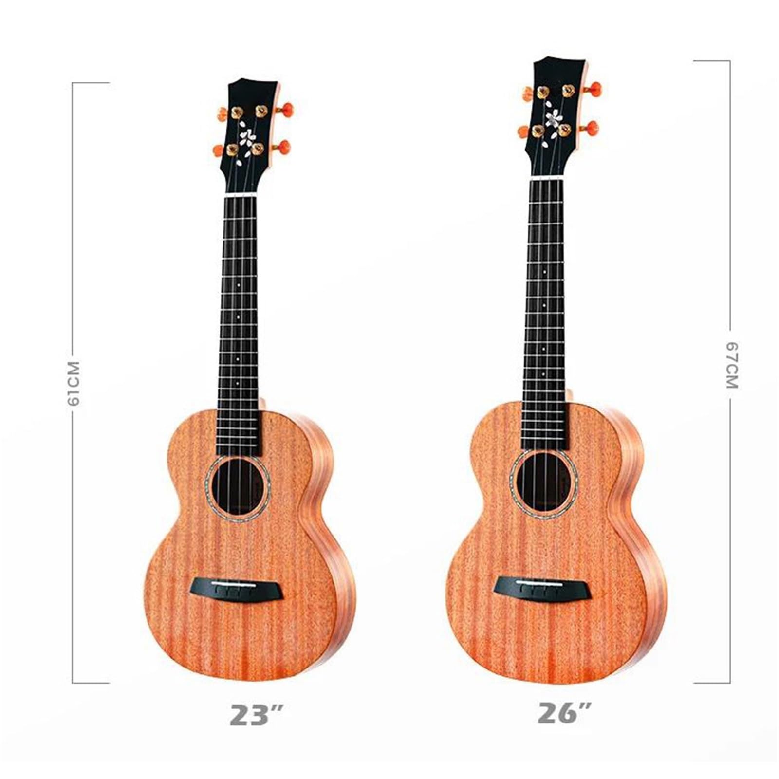 Ukulele Instrumenty Muzyczne Ukulele 23/26 Cala Z Litego Mahoniu Futerałem Paskiem Do Strojenia Strunami Kostką Typu Kapoo I Sand Shakerem(23 inch)