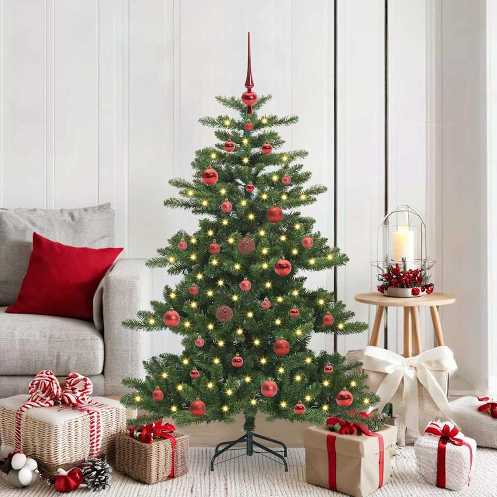Künstlicher klappbarer Weihnachtsbaum Grün 150 cm, PVC und Stahl, mit 150 warmweißen LEDs, ideal für Festliche Innendekoration zu Weihnachten