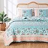 Greenland Home Barefoot Bungalow Audrey Reversible Quilt Set 3 Piece KingCal King Turquoise