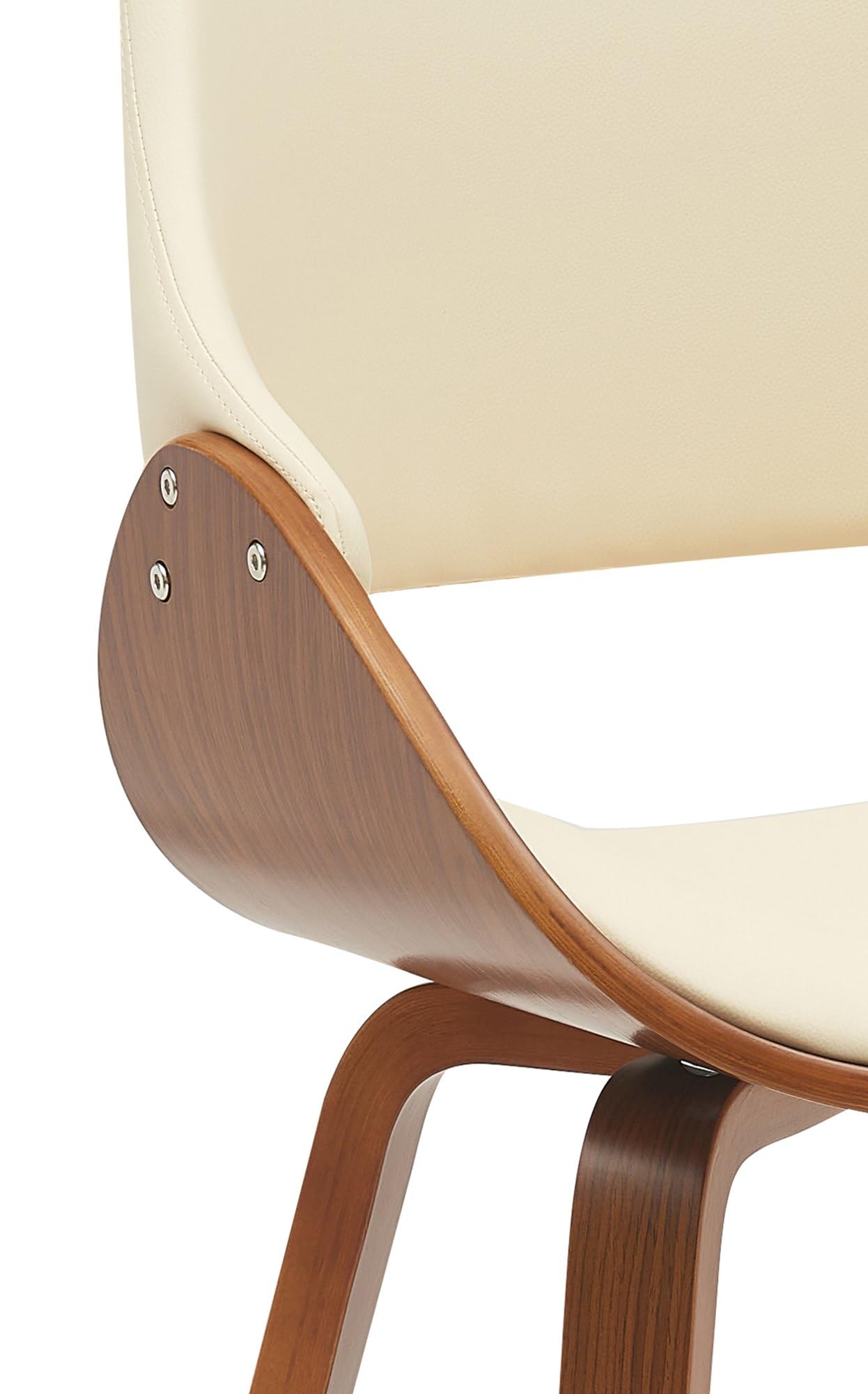 CLP Sedia da Pranzo Imbottita Vangale con Schienale, Sedia di Design Moderna in Legno Curvato per Soggiorno, Colore:noce/crema, Materiale:Ecopelle