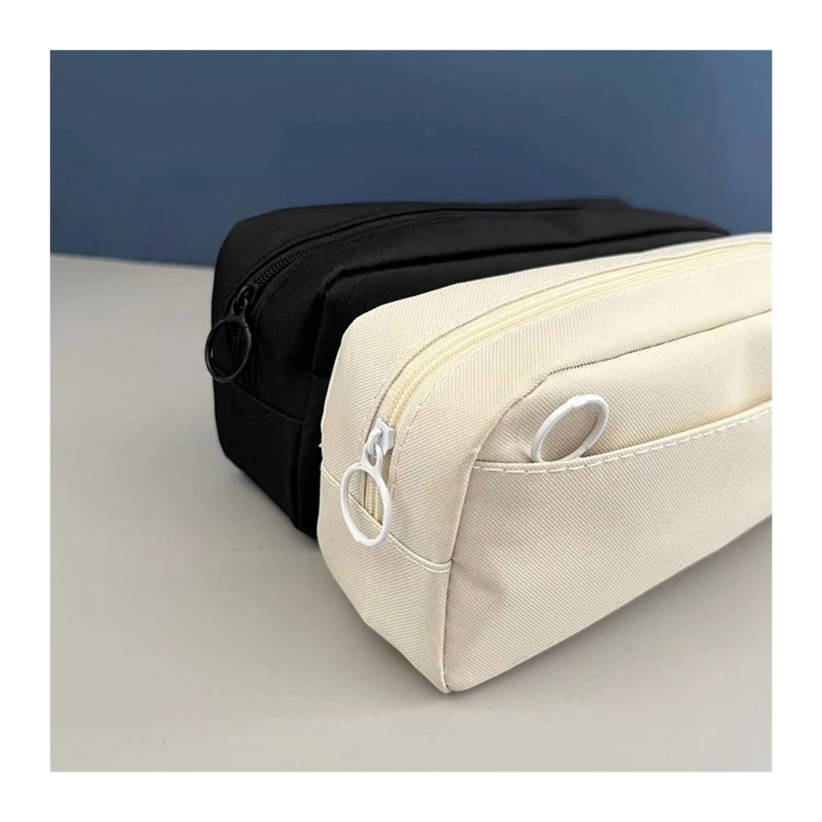 Astuccio a doppio strato for studenti | Organizer Kawaii, Oxford, ad alta capacità, portatile, for il rientro a scuola(Black)