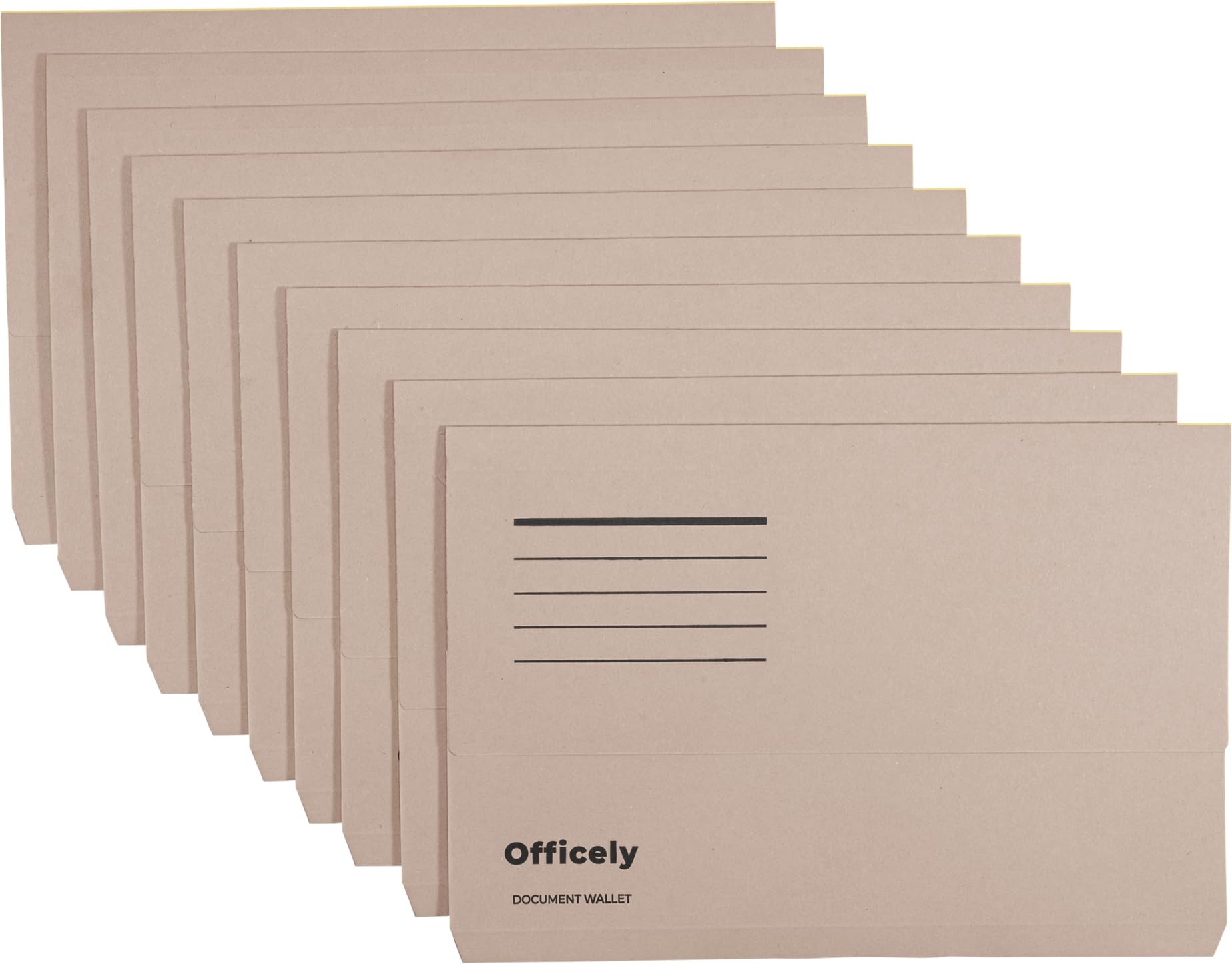 Officely Foolscap Document Wallets 285gsm - Buff (Pack of 10)