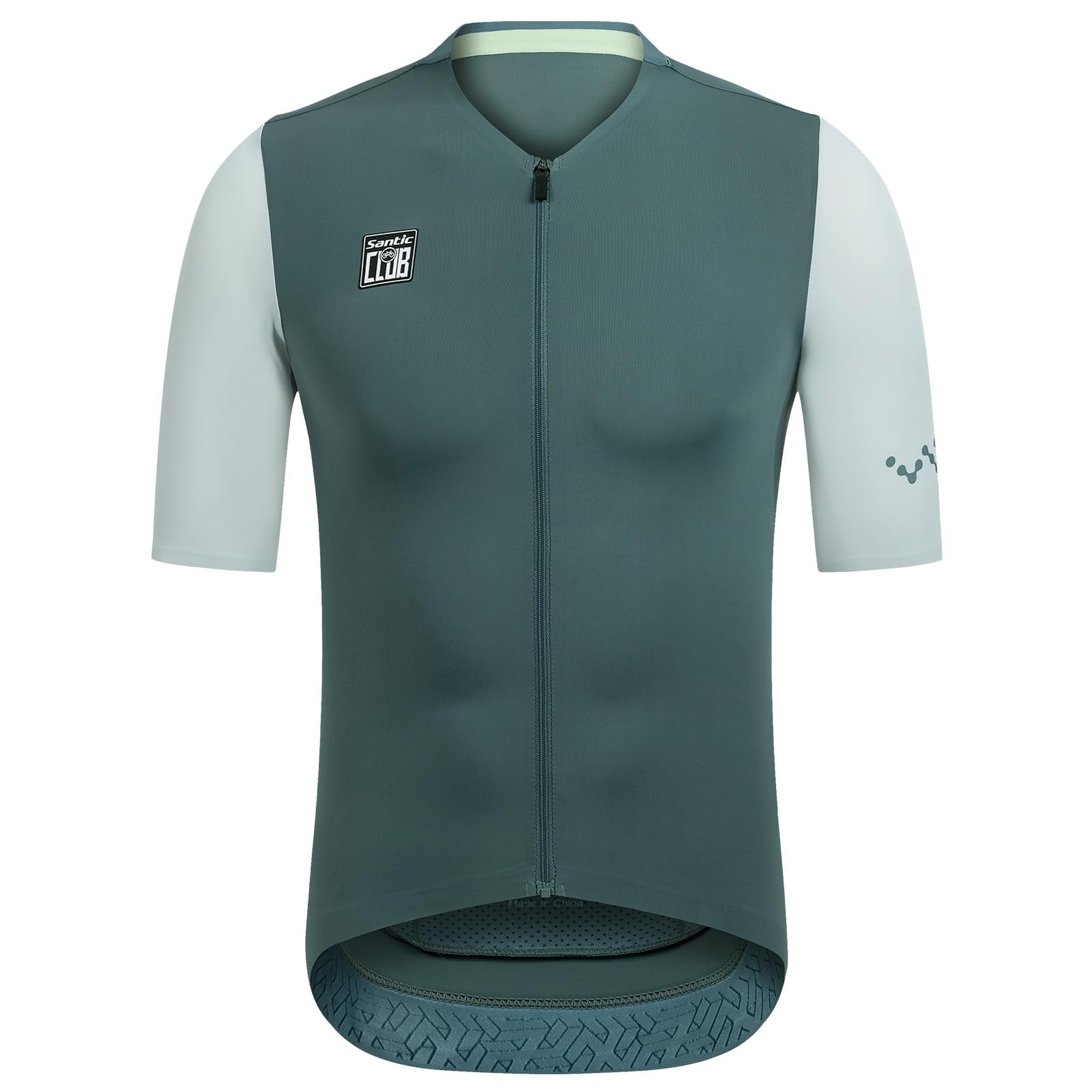 Santic Herren Radtrikot Kurzarm Tops Pro Rennrad Shirt Full Zipper UPF 50+ Fahrradtrikot mit Taschen