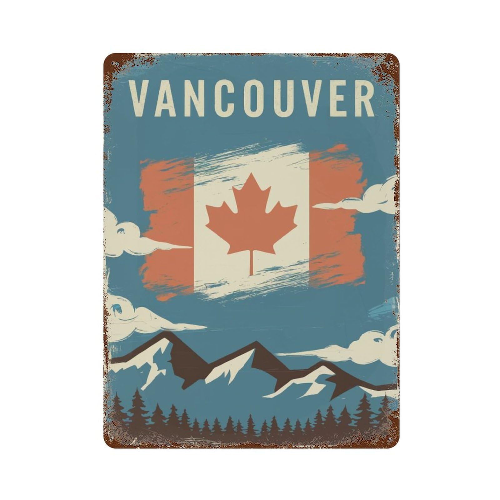 Vancouver Vintage Decorative Tin Sign 15.7"x11.8", Industrial Home Decor for Garage, Pub Or Kitchen