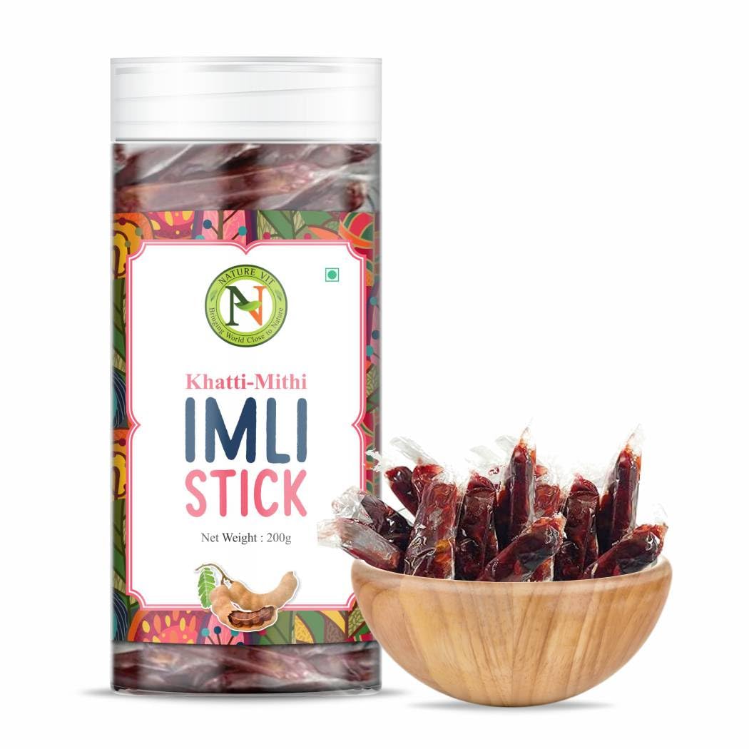 NatureVit Imli Candy Sticks 200g – Khatti Meethi Tamarind Stick Candy | Sweet & Sour Mouth Freshener | Tangy Digestive Treat