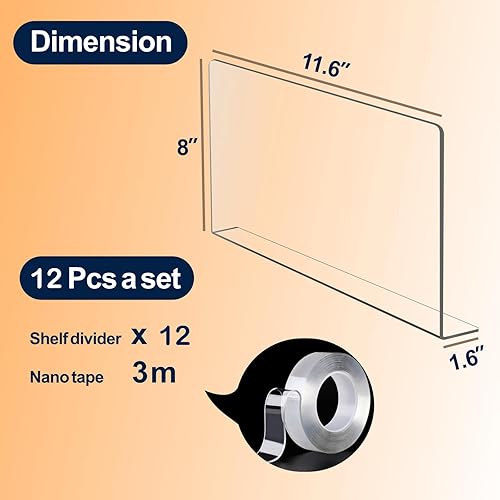 Miniatura 9 de Separadores de estantes  Organizador de estantes altos de plástico transparente acrílico para estantes de madera, armarios, separadores de estantes