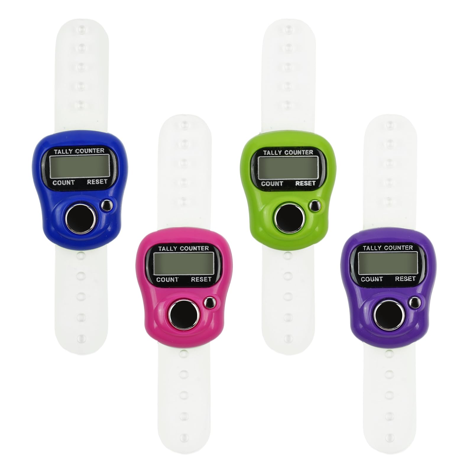 LKbeuuu 4 PCS Electronic Finger Counter, 5 Digit Number and LCD Electronic Digital Display, Resettable Hand Tally, Counting for Golf, Goods Counting, Lap, Knitting