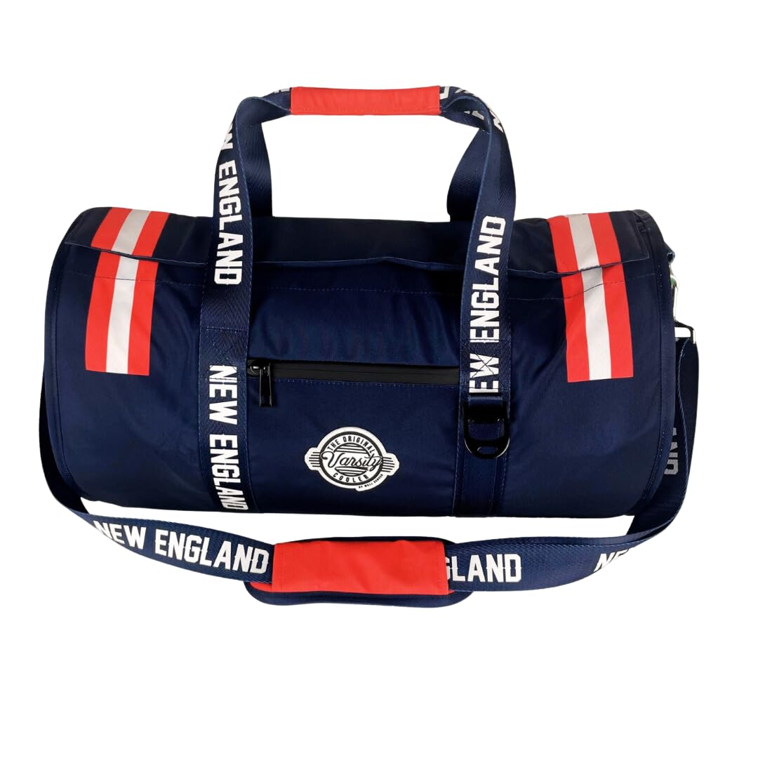 Varsity Cooler New England Travel Party Duffel & Cooler – 30 Can Leakproof Insulated Tote Bag, Waterproof Soft compartment for Tailgating, Golf, Beach