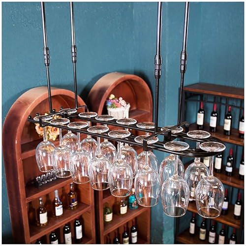 Estantería flotante para barra de pared, estante de vino para el hogar Botella de vino Soporte de vidrio para copas colgantes Estante de