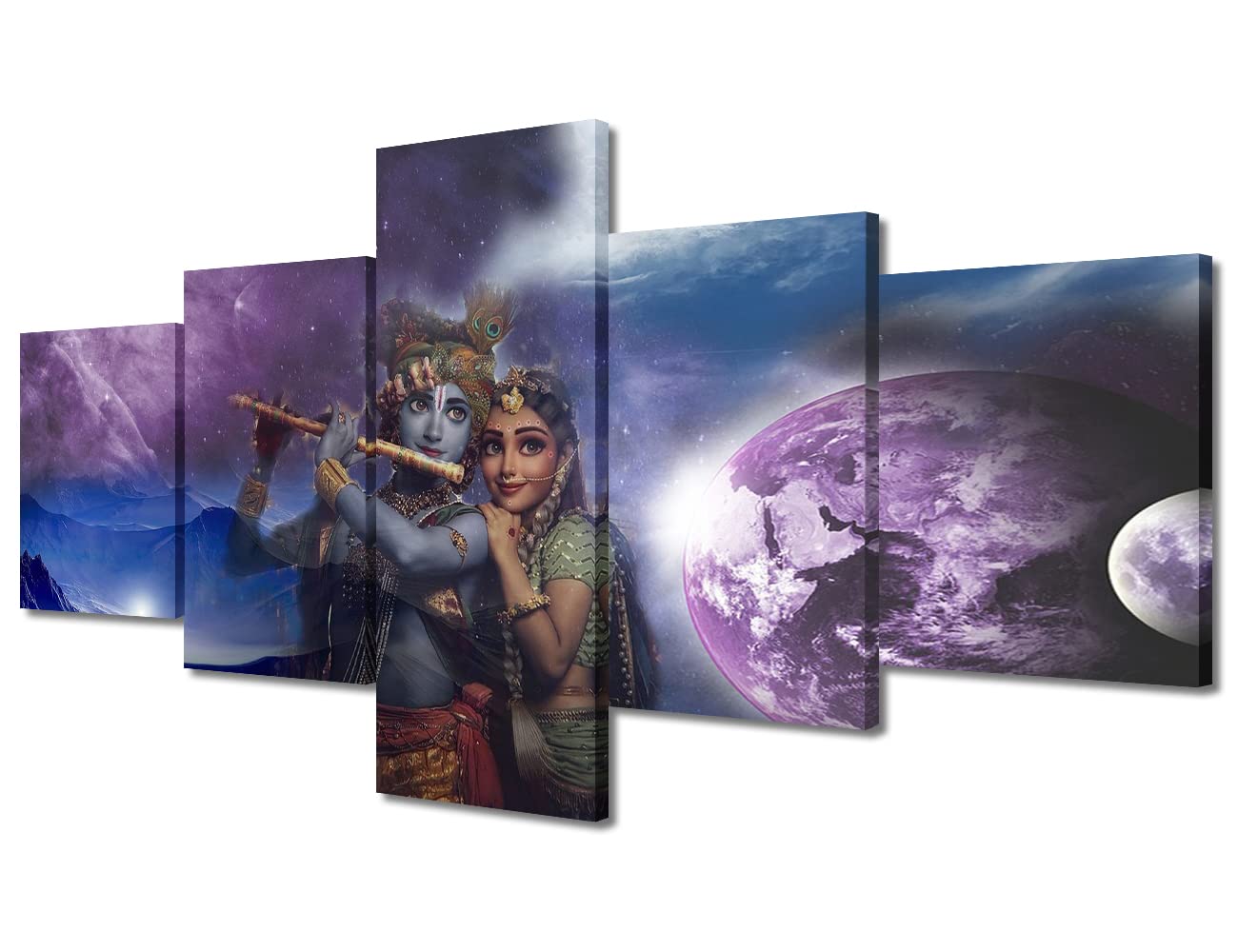 TUMOVO Canvas Wall Art Ready to Hang Radha Krishna Wall Artwork Indian ...