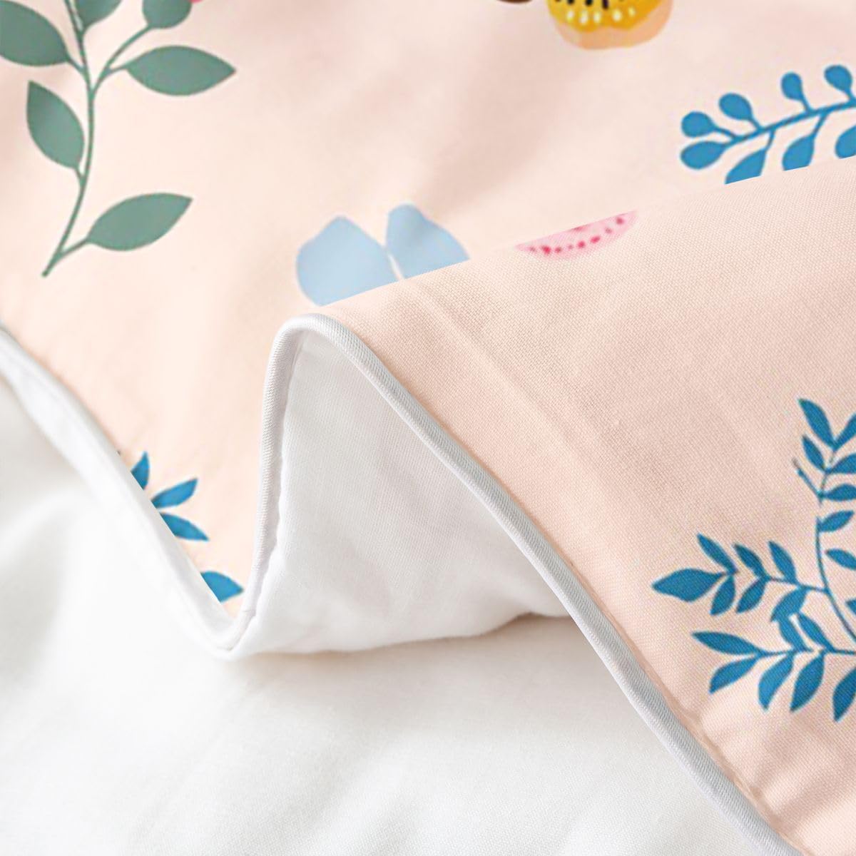 Homewish uroczy motyl podwójny zestaw pościeli z 2 poszewkami na poduszki - wiosna kwiatowa bawełniana poszewka na kołdrę botaniczne kwiaty poszewka na kołdrę różowy motyl dekoracje zestawy łóżek