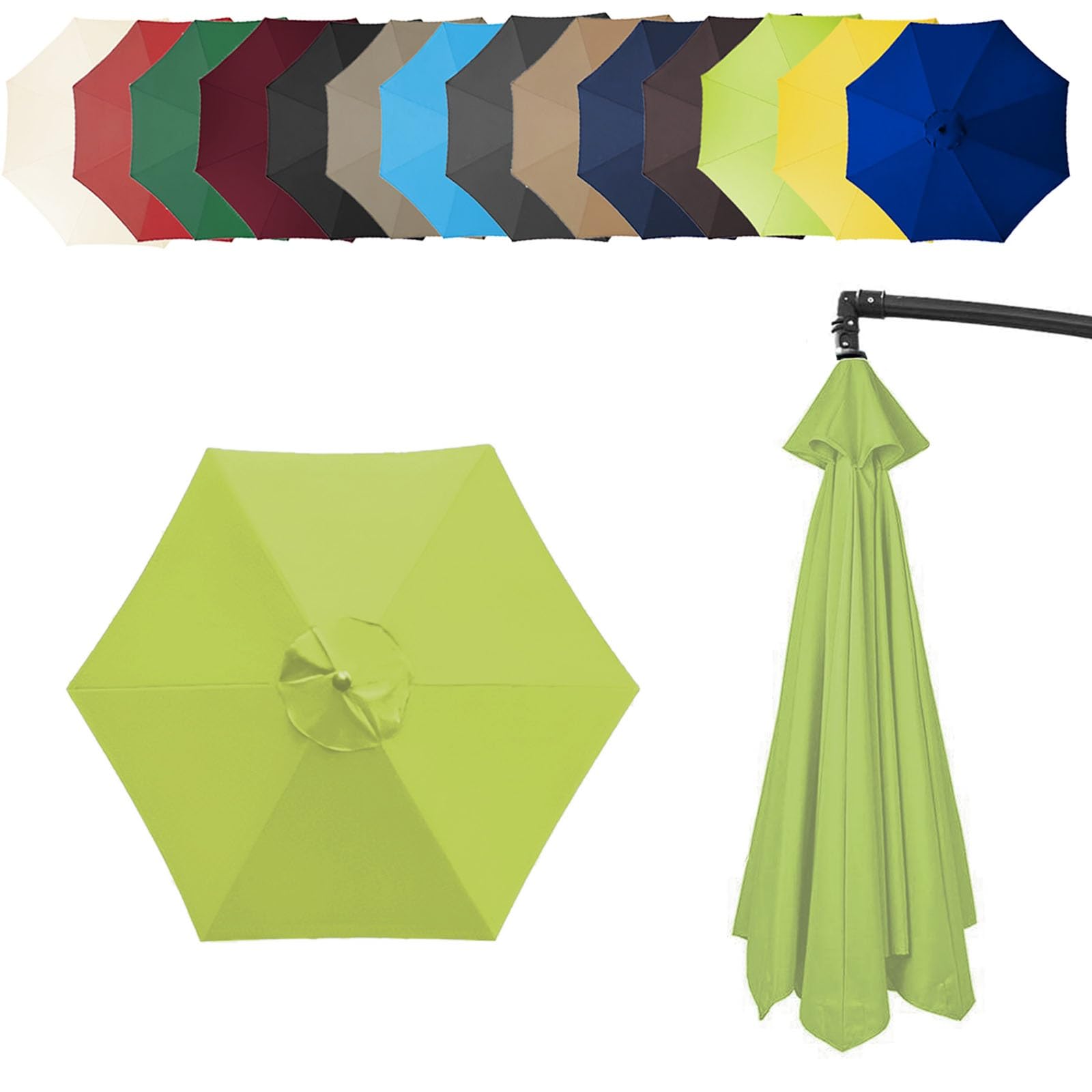 6.4ft/8.8ft/9.8ft (200/270/300cm) Replacement Parasol Garden Patio Umbrella Fabric Canopy Cover, Heavy Duty Polyester Fabric Outdoor Shade Canopy Cover For Market Table Cantilever Parasol Top Cover(Co — image 1