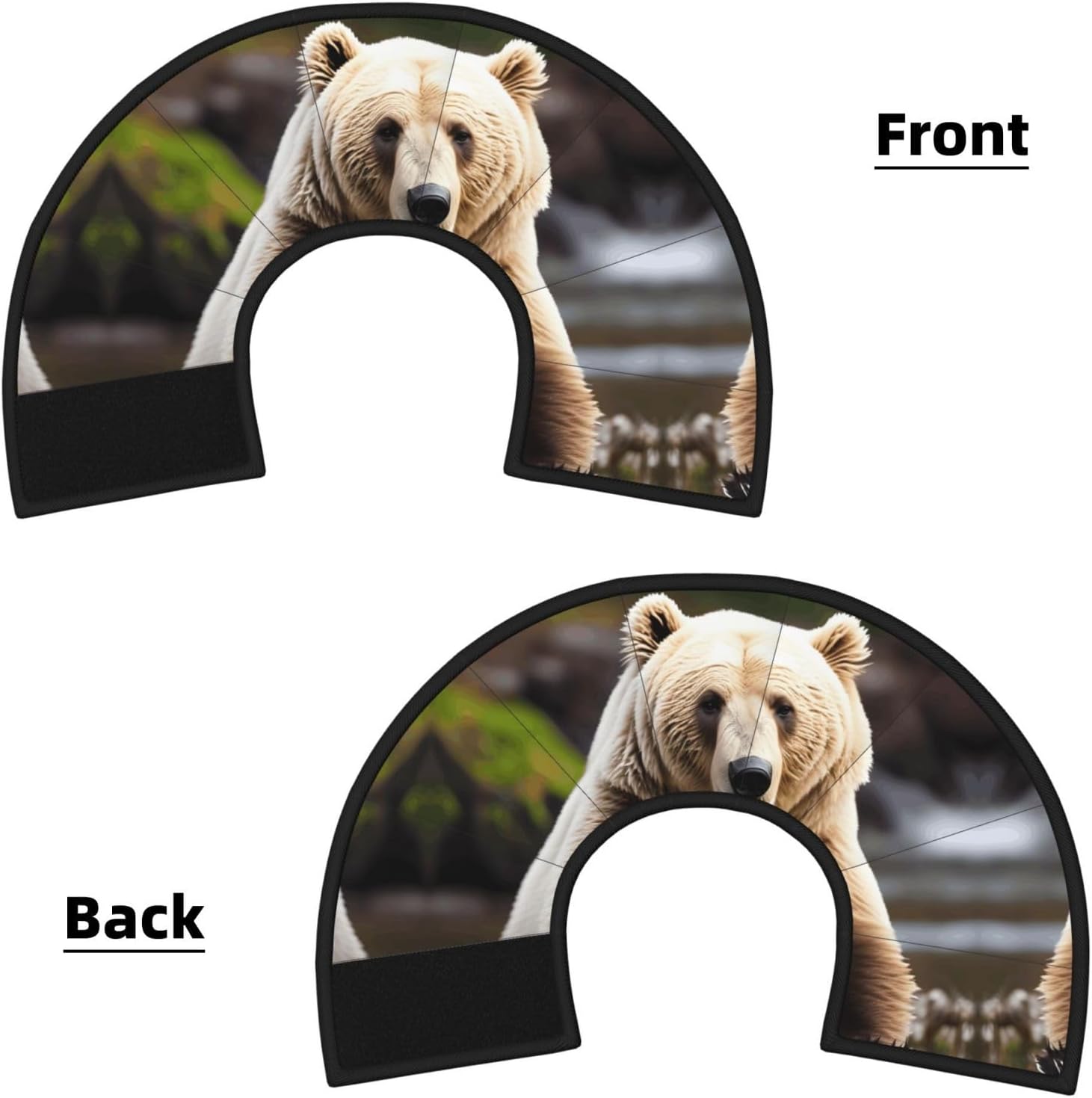 White Bear Brown Bear Print Cat Cone Collar, Adjustable Elizabethan Collar, Soft Dog Recovery Collars, for Small Large Cats