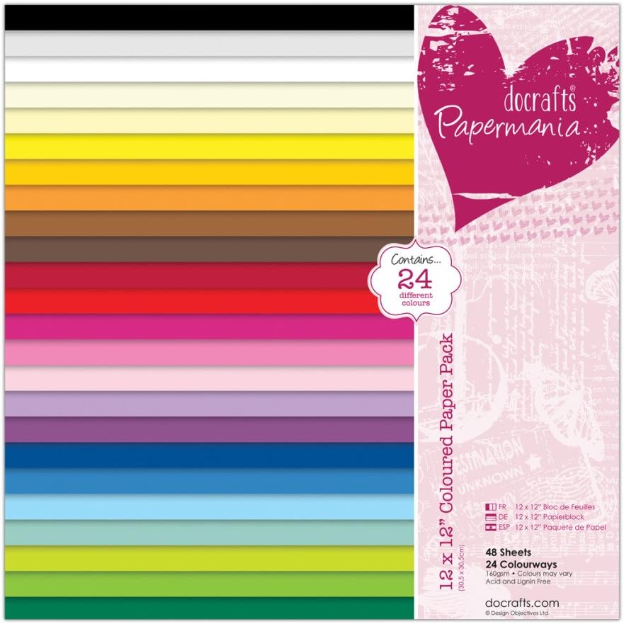 docrafts Papermania Paper Pack 12"X12" 48/Pkg, Coloured