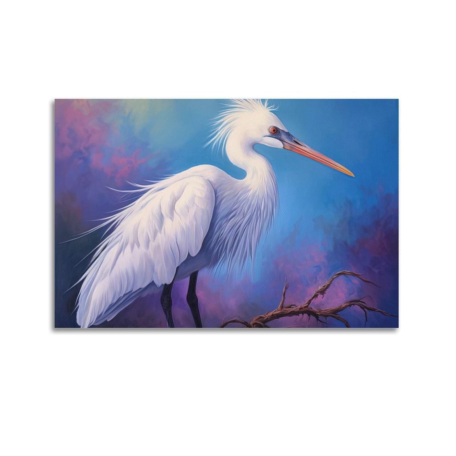 ZSZWHJ Animal Artwork Poster Egrets in The Branches Poster Decorative Painting Canvas Wall Posters And Art Picture Print Modern Family Bedroom Decor Posters 24x36inch(60x90cm)