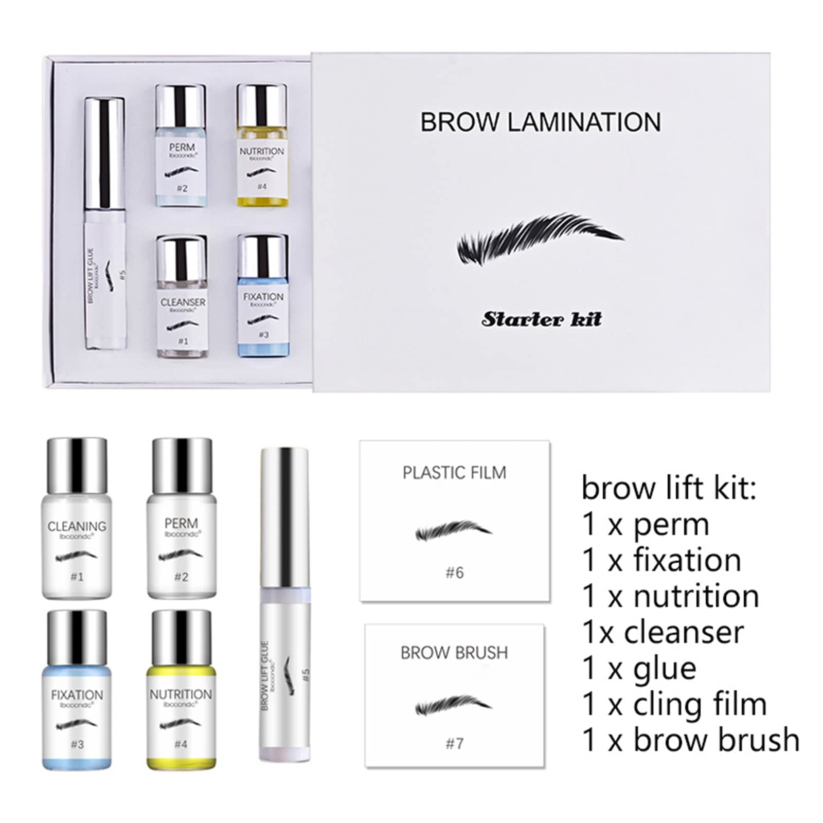 Kit Laminado de Cejas, Brow Lamination Kit Dura 6-8 Semanas, 15 Usos, Cejas Laminadas seguras y efectivas, Semipermanente Adecuado para Salón