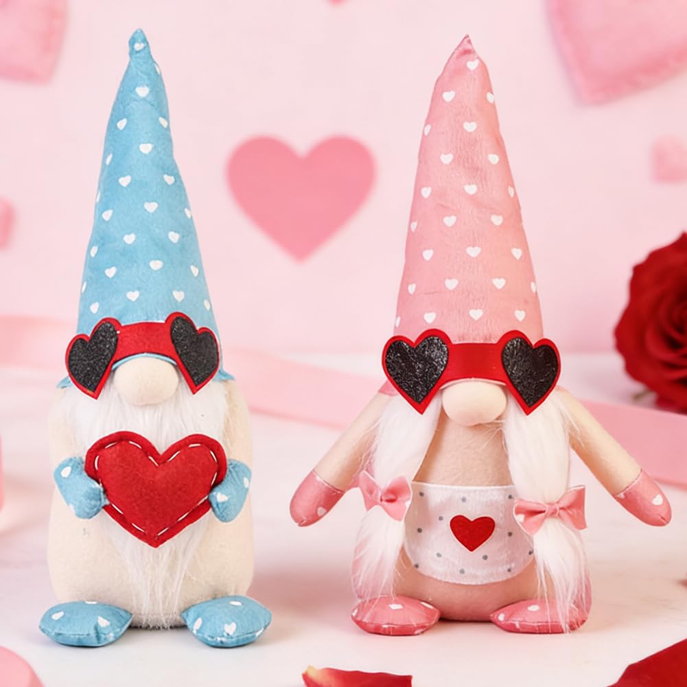 Fcxvxcl B Valentines Day Gonk Gnome Decorations, 2Pcs Gonks Faceless Dwarf Doll, Plush Valentines Gonk Handmade Gnome Dolls Mini Faceless Tomte Dwarf Elf Decoration, Valentine's Day Gifts Present For Her Him