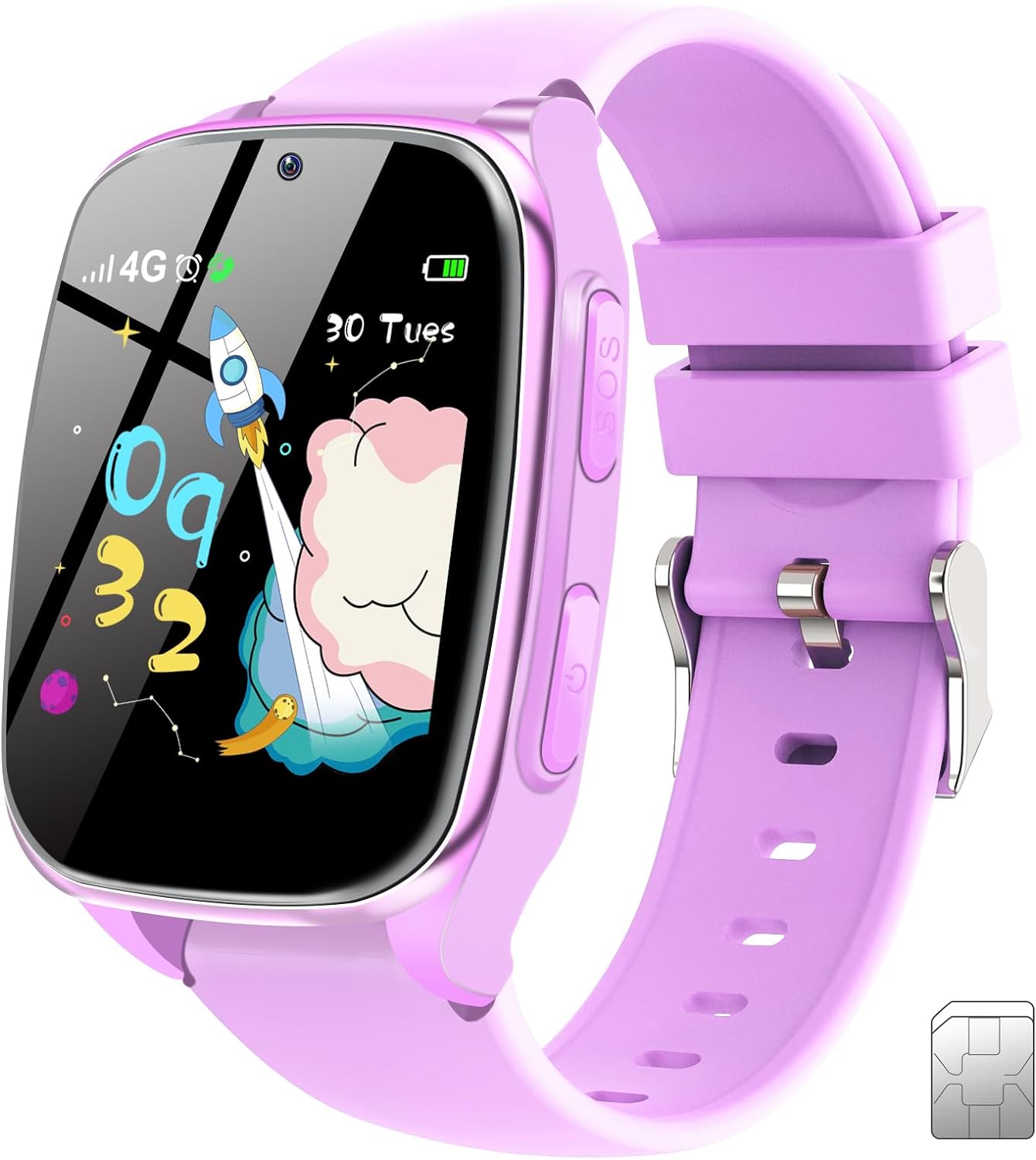 4G Kids Smartwatch Phone – Smart Cell Phone Watch for Boys Girls Ages 4-12 with Call, SOS, Parental Control, Games, Camera, Alarm, Video, Music Children’s Smart Watch Gift (Includes SIM Card) (Purple) 4G Kids Smartwatch Phone – Smart Cell Phone Watch for Boys Girls Ages 4-12 with Call, SOS, Parental Control, Games, Camera, Alarm, Video, Music Children’s Smart Watch Gift (Includes SIM Card) (Purple)