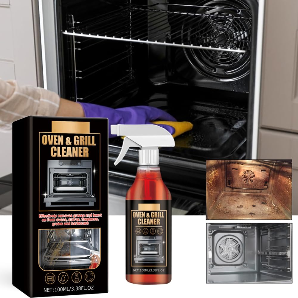 Oven and Grill Cleaner Spray, Oven Cleaner Heavy Duty Spray, Kitchen All Purpose Cleaners Sprays, Multi-purpose Cleaners for Microwave, Ovens, Grills, BBQ (3pcs)