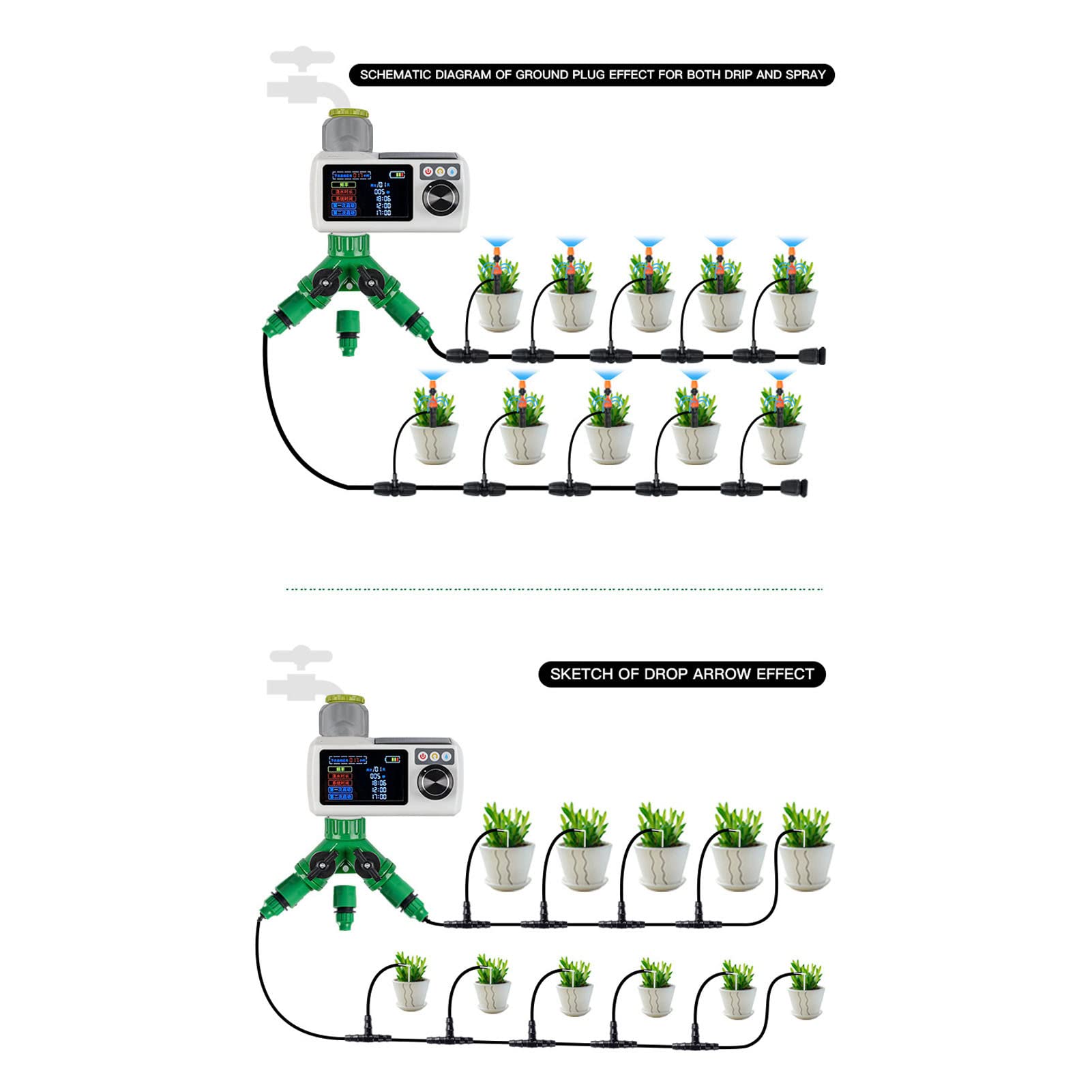 TOPINCN Temporizzatore irrigatore solare Automatico IP68 di irrigazione impermeabile Programmabile Temporizzatore irrigatore da giardino Regolatore timer rubinetto tubo flessibile