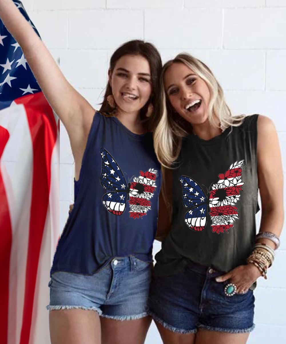 American Flag Tank Tops for Women USA Stars Stripes Independence Day Tank Sleeveless 4th of July Patriotic Shirts - Image 3