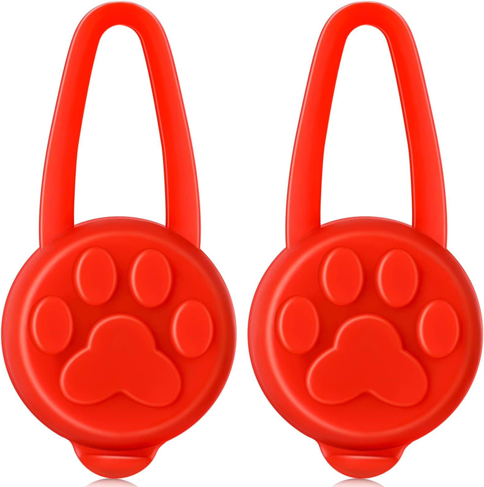Mudder2 Pieces Glow Dog Collar Light 3 Mode Silicone LED Dog Cat Lights Clip-on for Night Dark Walking Puppy Collar Waterproof Dog Leash and Collar Safety Light Dog Collar with Battery Outdoor (Red)