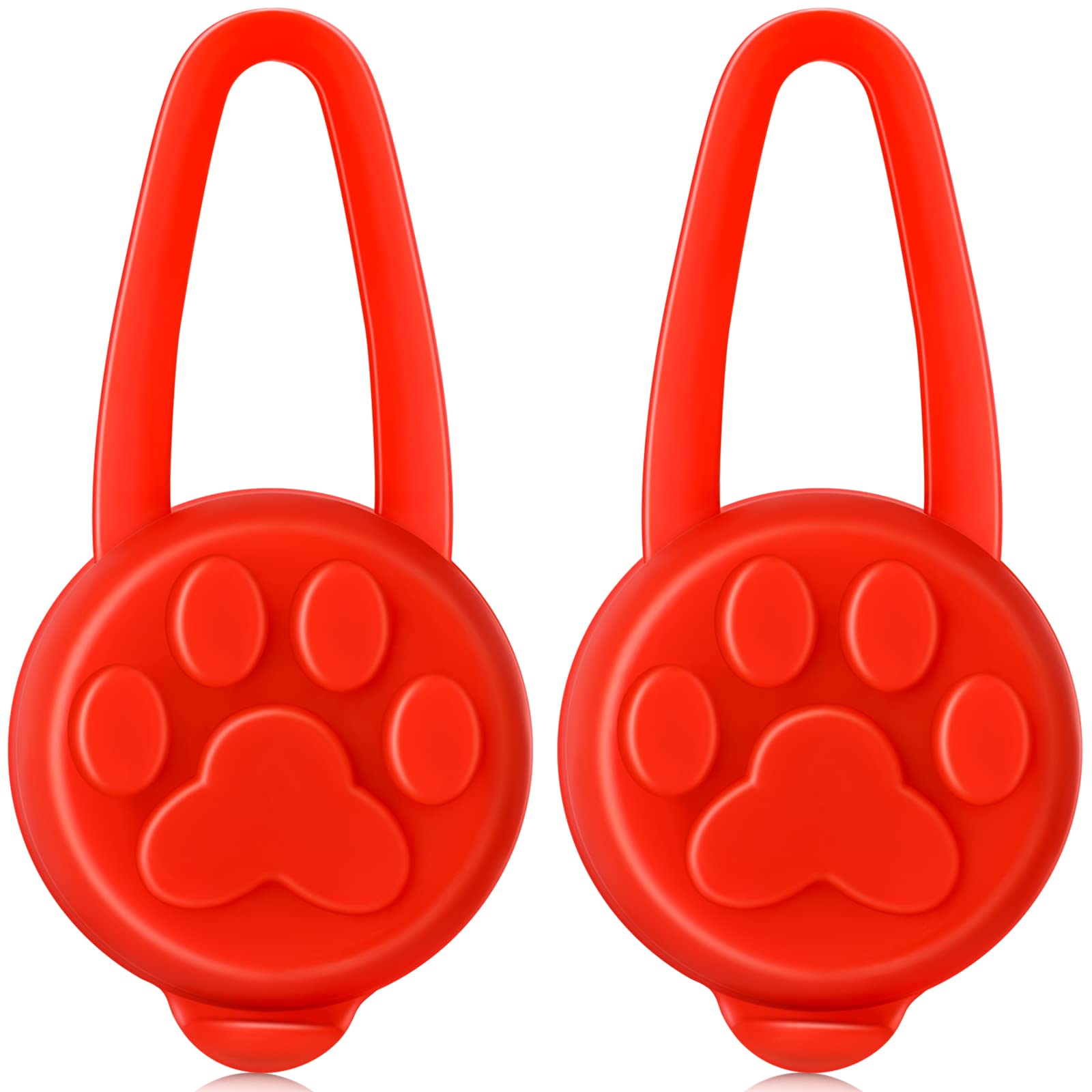 Mudder2 Pieces Glow Dog Collar Light 3 Mode Silicone LED Dog Cat Lights Clip-on for Night Dark Walking Puppy Collar Waterproof Dog Leash and Collar Safety Light Dog Collar with Battery Outdoor (Red)