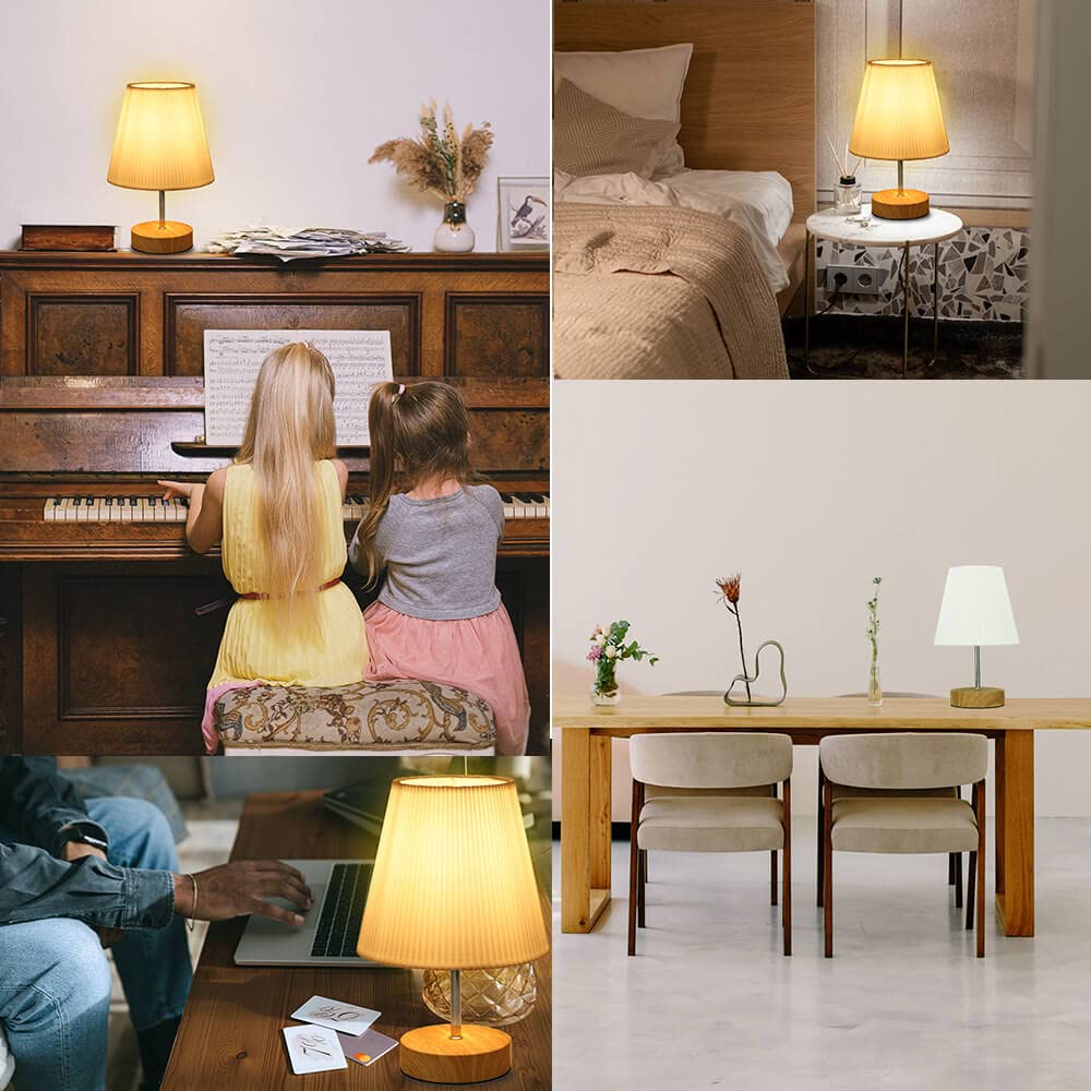 HSLighting Lampada da Comodino: Lampada da Tavolo Touch Dimmable Control Moderna Lampada da Tavolo a LED con Lampadine la Lettura Soggiorno Stanza dei Bambini Paralume in Tessuto per da Letto