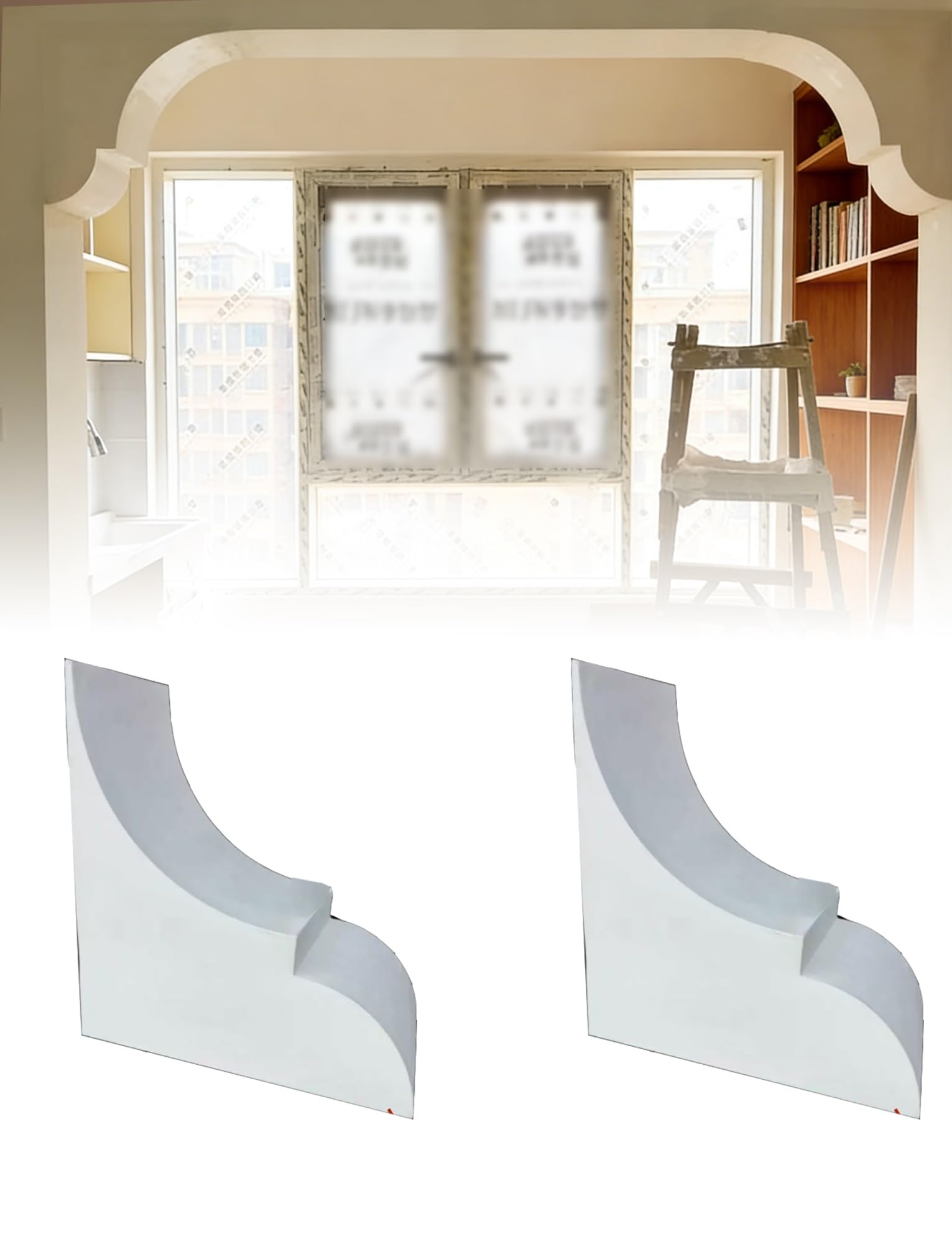 Acento de pared interior premium mediante kit de arco decorativo texturizado y pintable