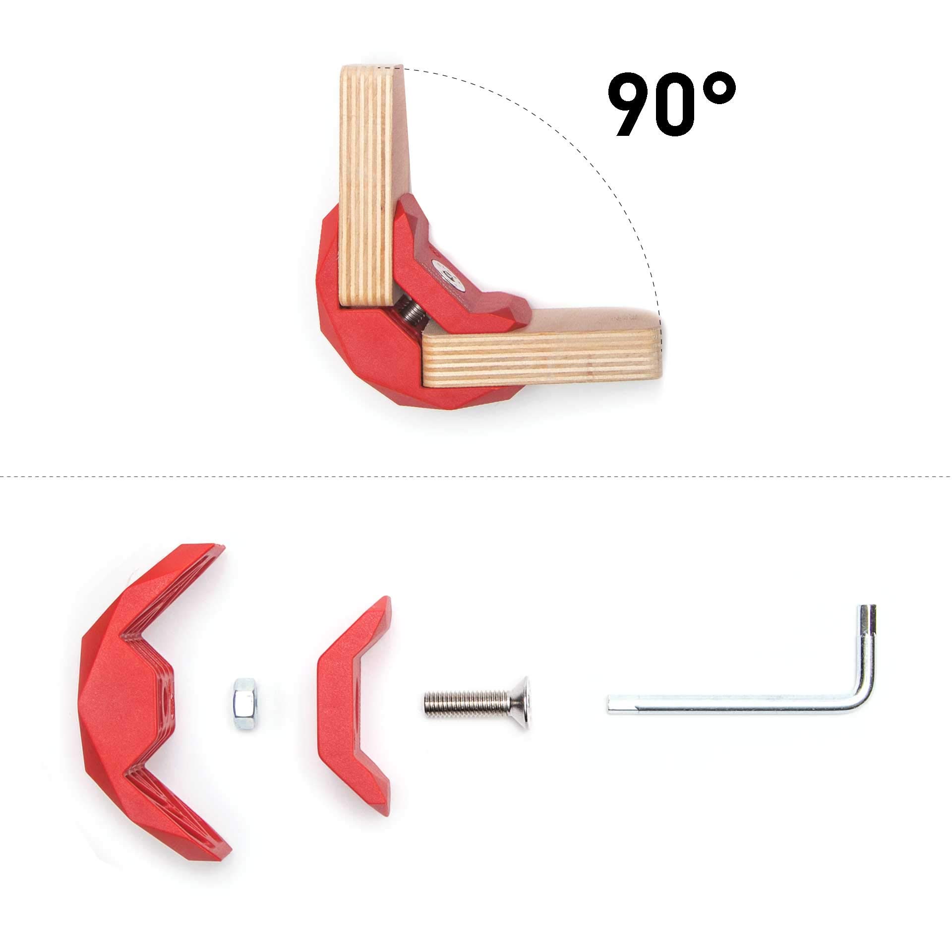 Playwood connectors for Tool-Free Modular Pop-Up Furniture & Storage Assembly (Red, 90 Degree, 1 Box)
