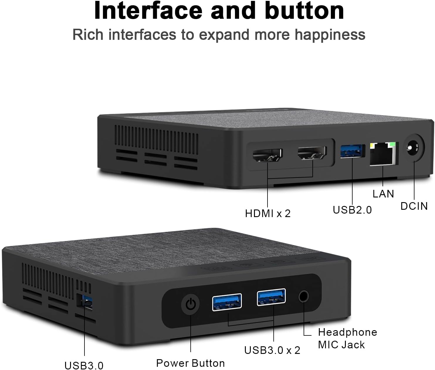 Mini PC N4000 (Up to 2.6GHz) - 6GB LPDDR4 / 64GB eMMC Mini Desktop Computer for Business, Office, Study - Dual 4K HD Support, Gigabit Ethernet, WiFi 5, BT5.0, USB 3.0, HDMI - Compact & Powerful - Image 2