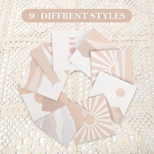 Miniatura 10 de Paquete de 9 notas adhesivas bohemias de 3 x 3 pulgadas, bonita nota adhesiva, bloc de notas autoadhesivas con patrón verde bohemio, notas adhesivas