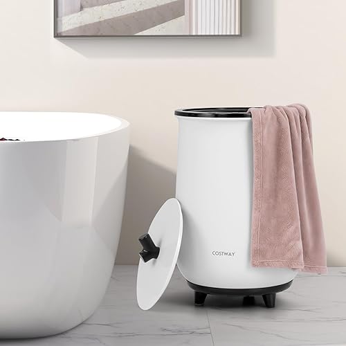 Miniatura 7 de COSTWAY Calentador de toallas estilo cubo, calentador de toallas de 23 litros con 4 tiempos de calentamiento y 3 temperaturas de calentamiento,
