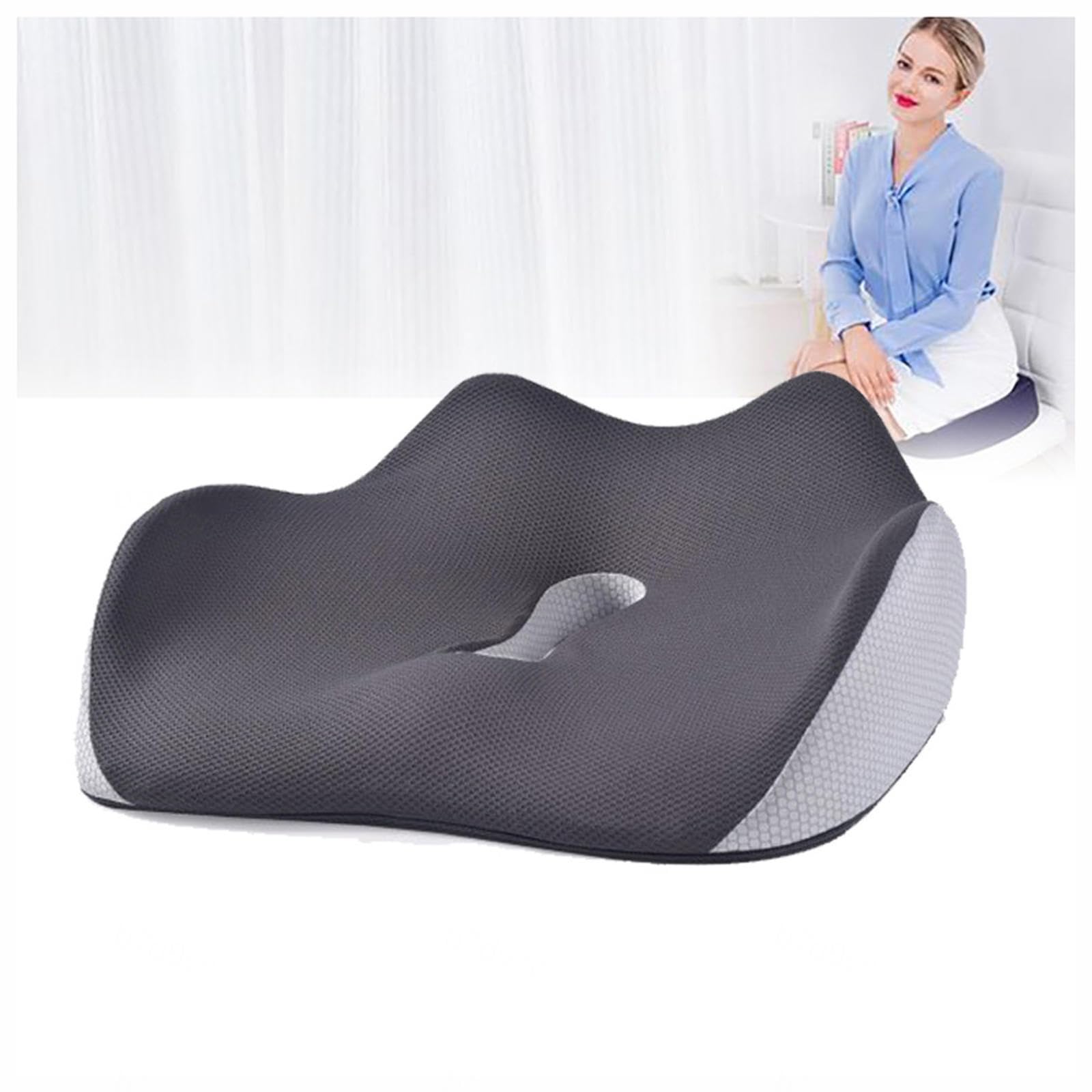 HAZARA Cojín Ortopédico, Almohada Silla Aumenta La Comodidad De Los Asientos, Cojin Ortopedico para El Dolor De Coxis,Alivio del Dolor De Espalda,A-Gray