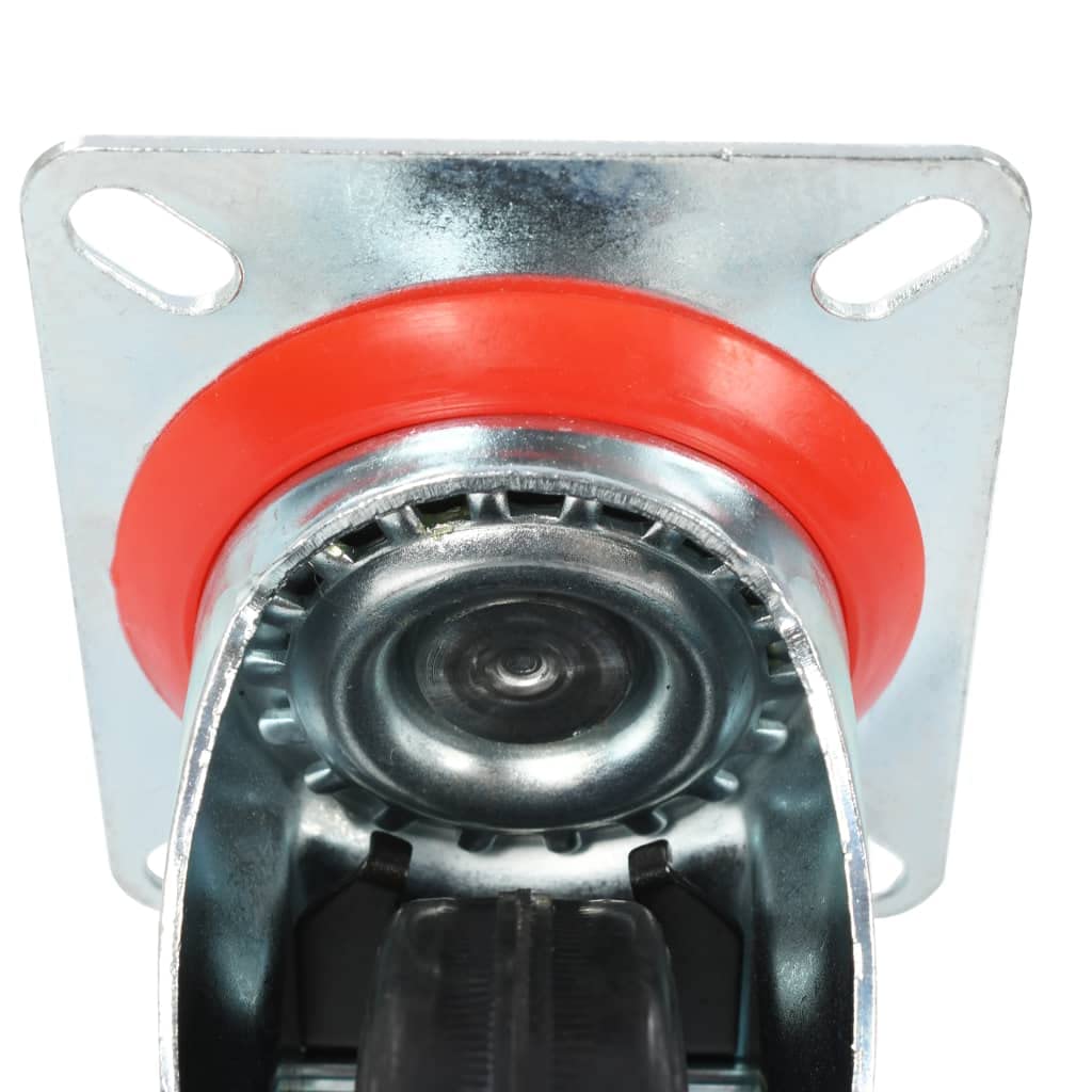 16 ruedas giratorias de goma de 100 mm con revestimiento de zinc, capacidad de carga de 70 kg, 8 con frenos, para taller, almacén, industria, carro de transporte, plataforma, logística