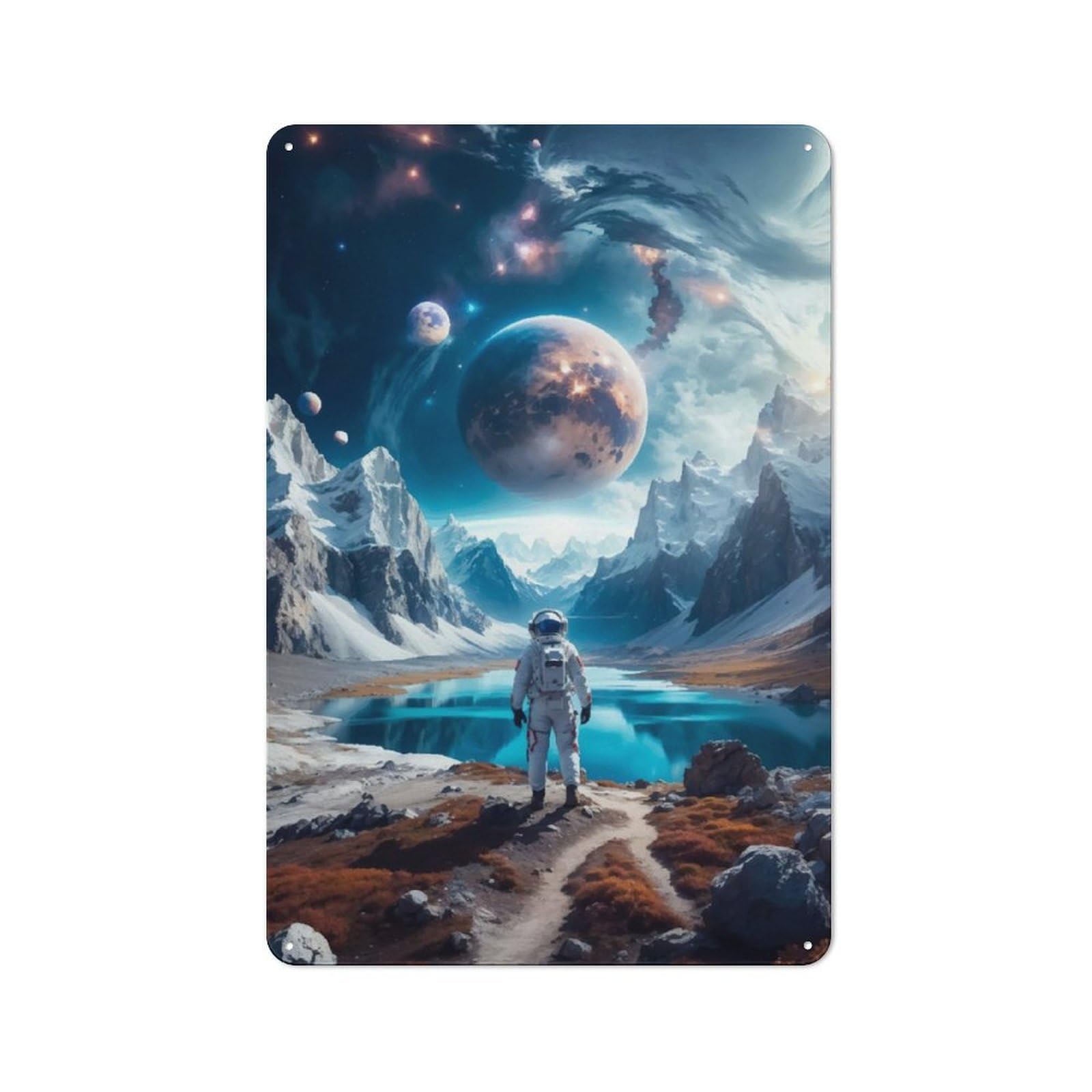 Junmoney Celestial Landscape Metal Gift Sign 30X20cm, Vintage Home Wall Decor For Home, Shop, Pub Or Studio Wall