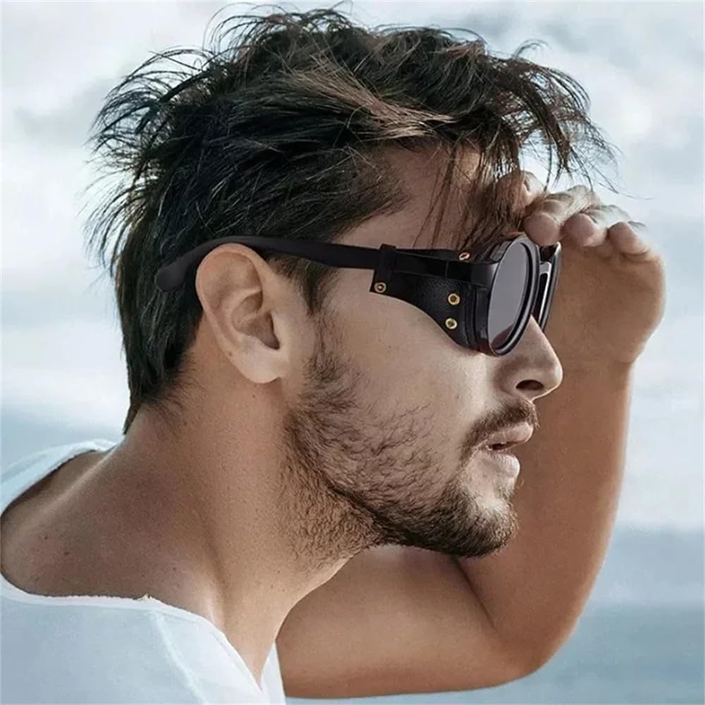 Men Punk Round Sunglasses Steampunk Glasses Retro bridge Shades Eyewear