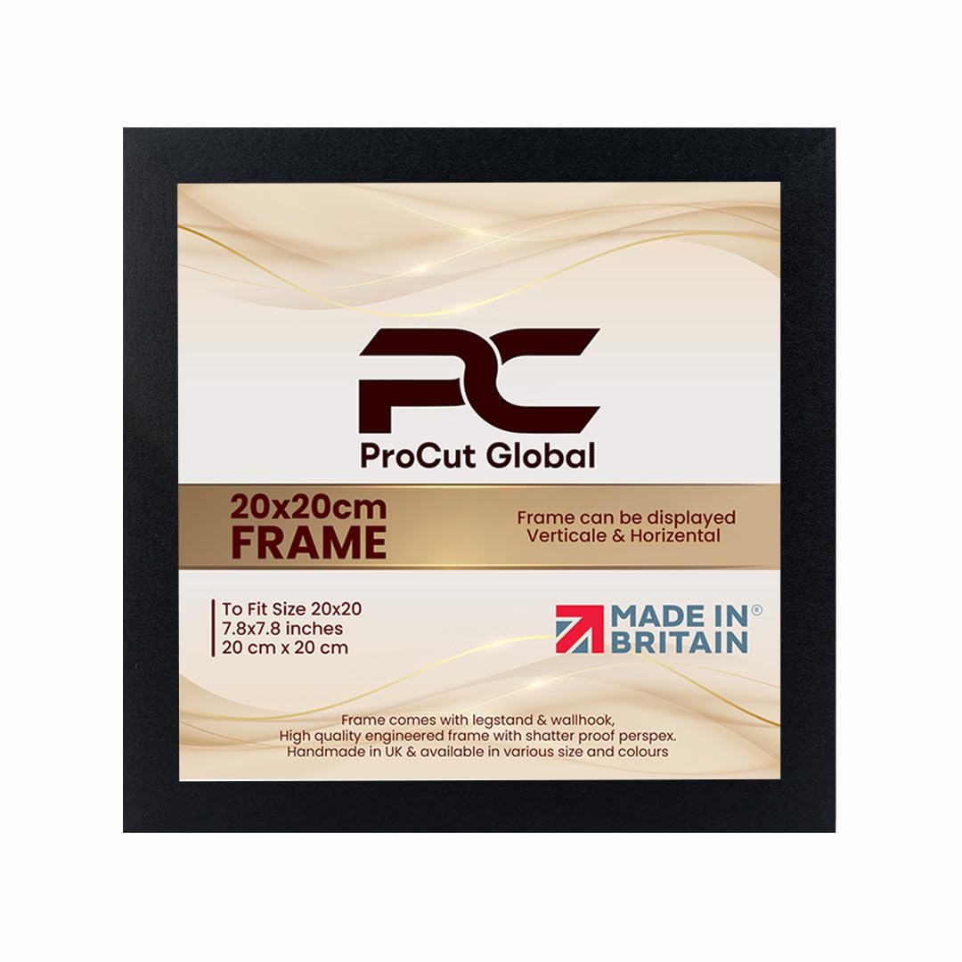 Procut Global 20X20CM Oak Picture Frames – Sleek Wooden Photo Frame with Shatterproof Perspex for Wall or Tabletop – Perfect for Posters, Certificates, Prints–Multiple Sizes & Colors Available
