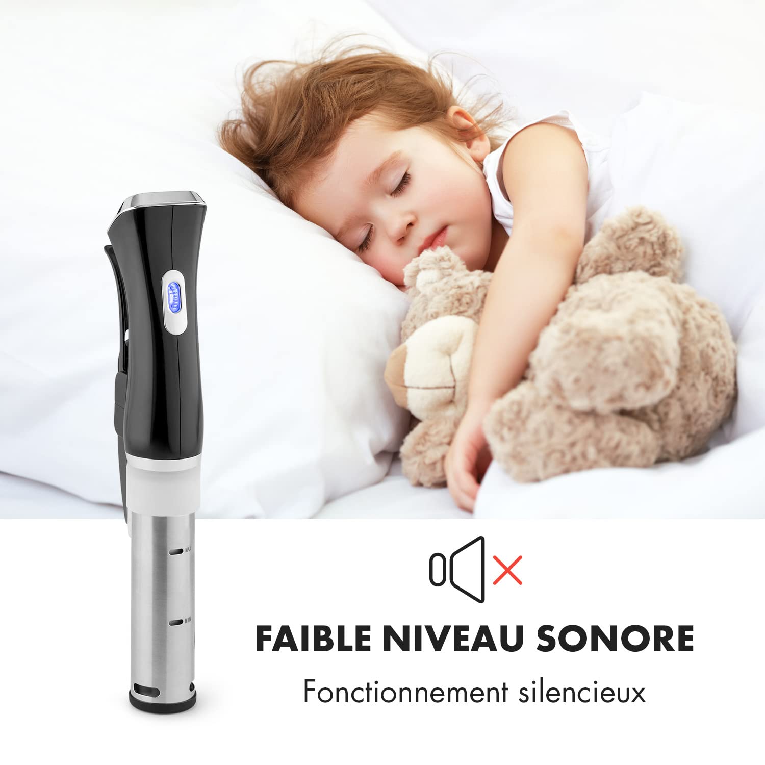 Klarstein QuickStick Mixeur plongeant sous vide (1 300 W, 20 litres, thermostat, minuteur, réglage de la température, écran LCD, bleu et noir
