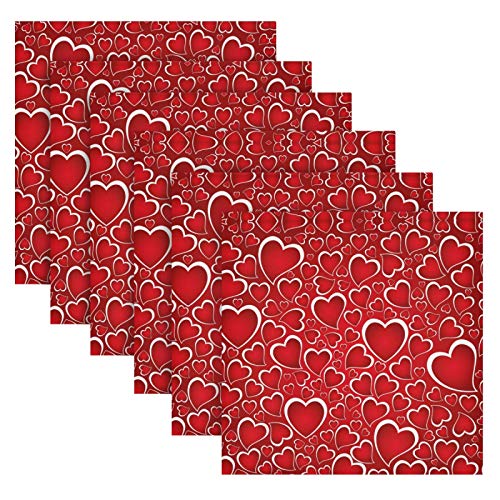 Alaza Valentines Day Red Hearts Cloth Napkins Dinner Napkins Set Of 4,Reusable Table Napkins Washable Polyester Fabric For Cocktail Party Holiday Wedding Home Decorative #TOP4