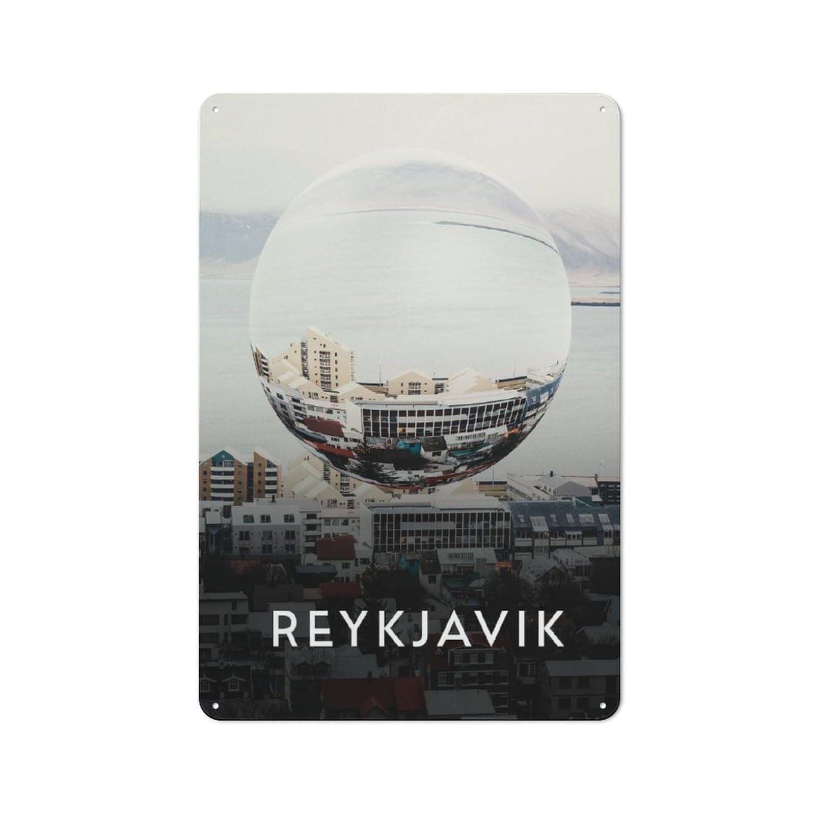Junmoney Reykjavik Iceland Abstract Vintage Tin Sign 30X20cm For Dining Room Or Kitchen, For Themed Interiors In Kitchens And Dining Spaces