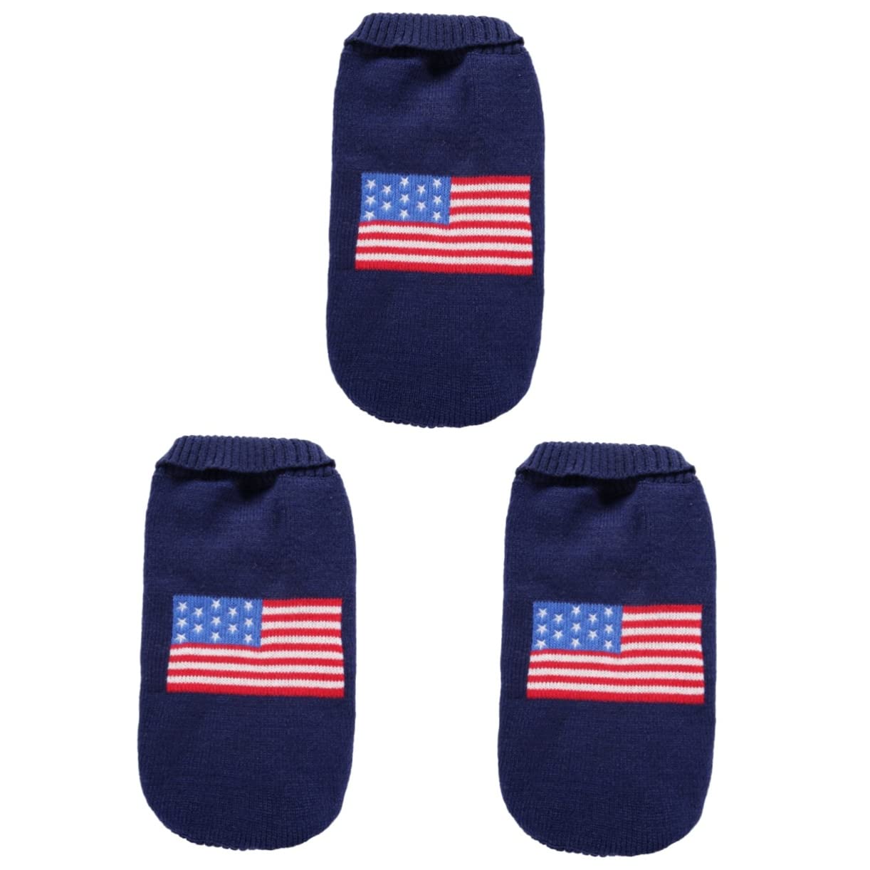 BESPORTBLE 3pezzi Costume per Cani Maglione Invernale Stile Bandiera Americana Abbigliamento Festivo per Cuccioli Caldo e Comodo per Natale e Occasioni Speciali Taglia Media