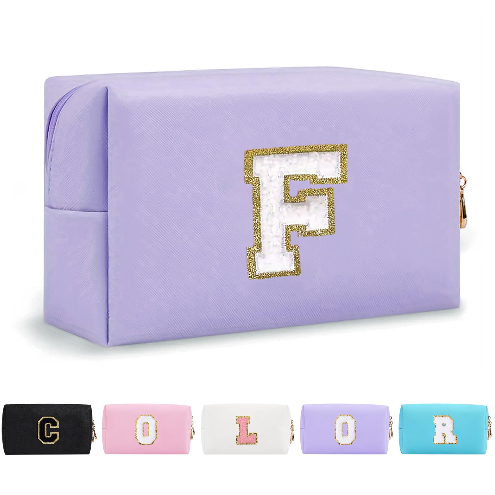 Bolsa de Maquillaje, Bolsa de Cosméticos Impermeable de Viaje, PU Cuero, Neceser de Baño, Bolsa De Aseo Y Almacenamiento para Mujer,Cosas Preppy para niñas Adolescentes (Letra A-Z) — view 78