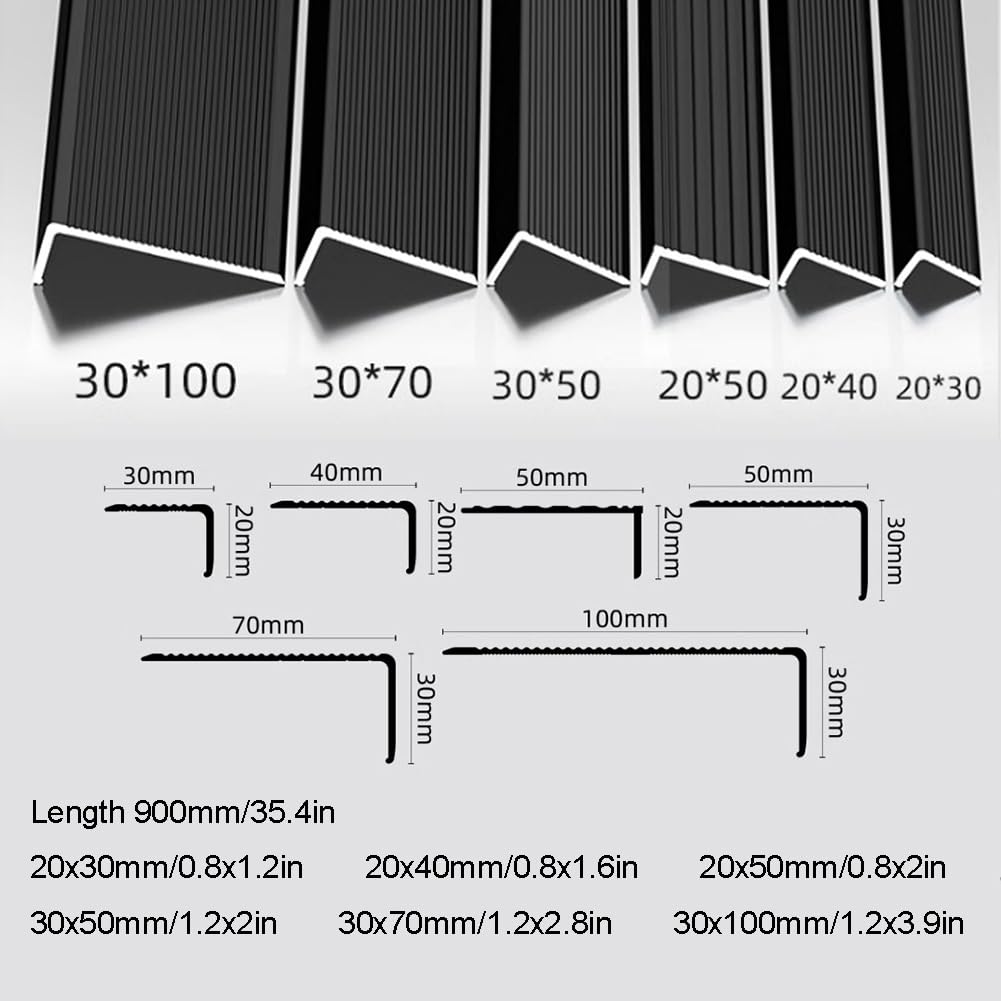 Protezione per bordi in alluminio antiscivolo a forma di L, per scale interne ed esterne, migliora la sicurezza, 30 x 100 mm