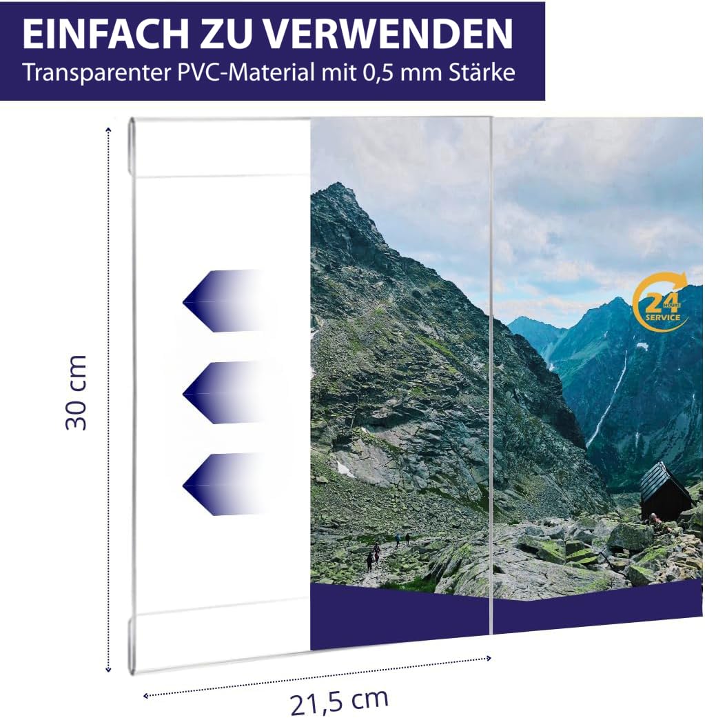 GOYAPRINT Packung 10 Stück Selbstklebend Wandhalterung für Dokumente, Wandhalter für Prospekte, Plakathalterung, Plakatwand, Plakatdisplay Ideal für Geschäfte und Büros (10 Stück)