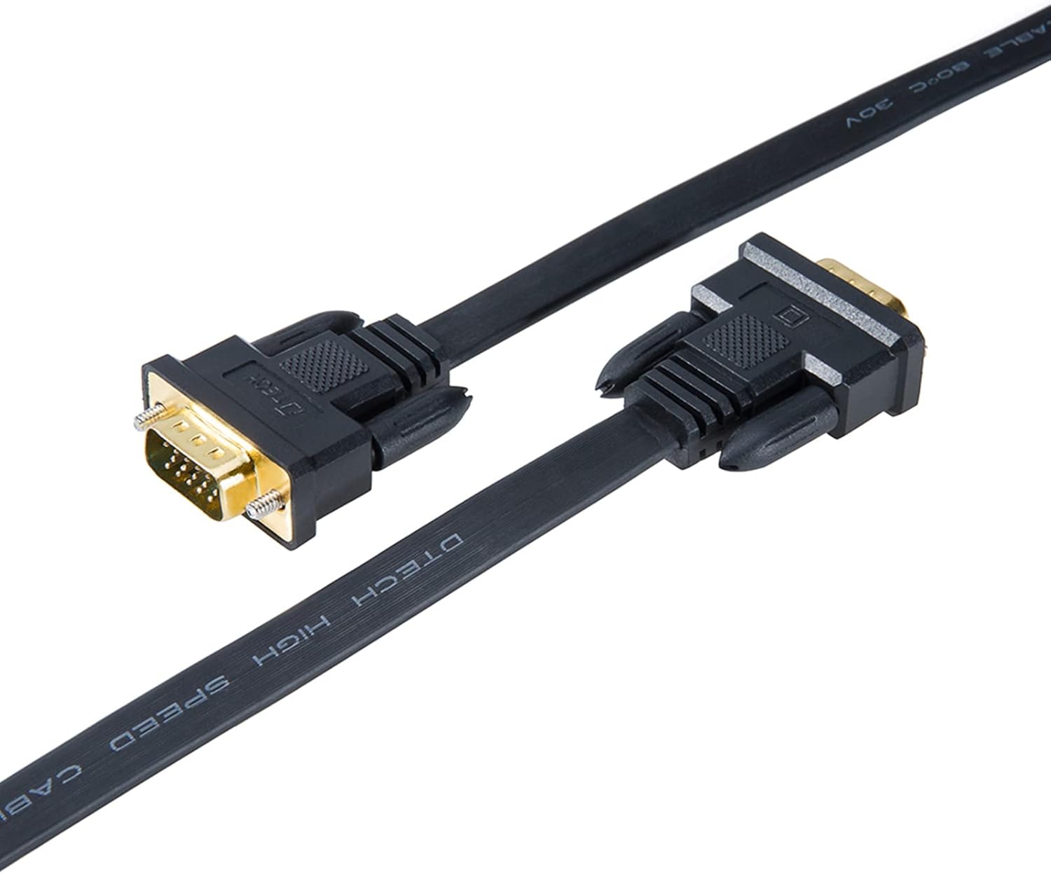 DTECH Flat Thin Extra Long VGA Cable 100 ft 15 Pin Male to Male Computer Monitor Cord HD15 Connector 1080p High Resolution (31 Meter, Black)