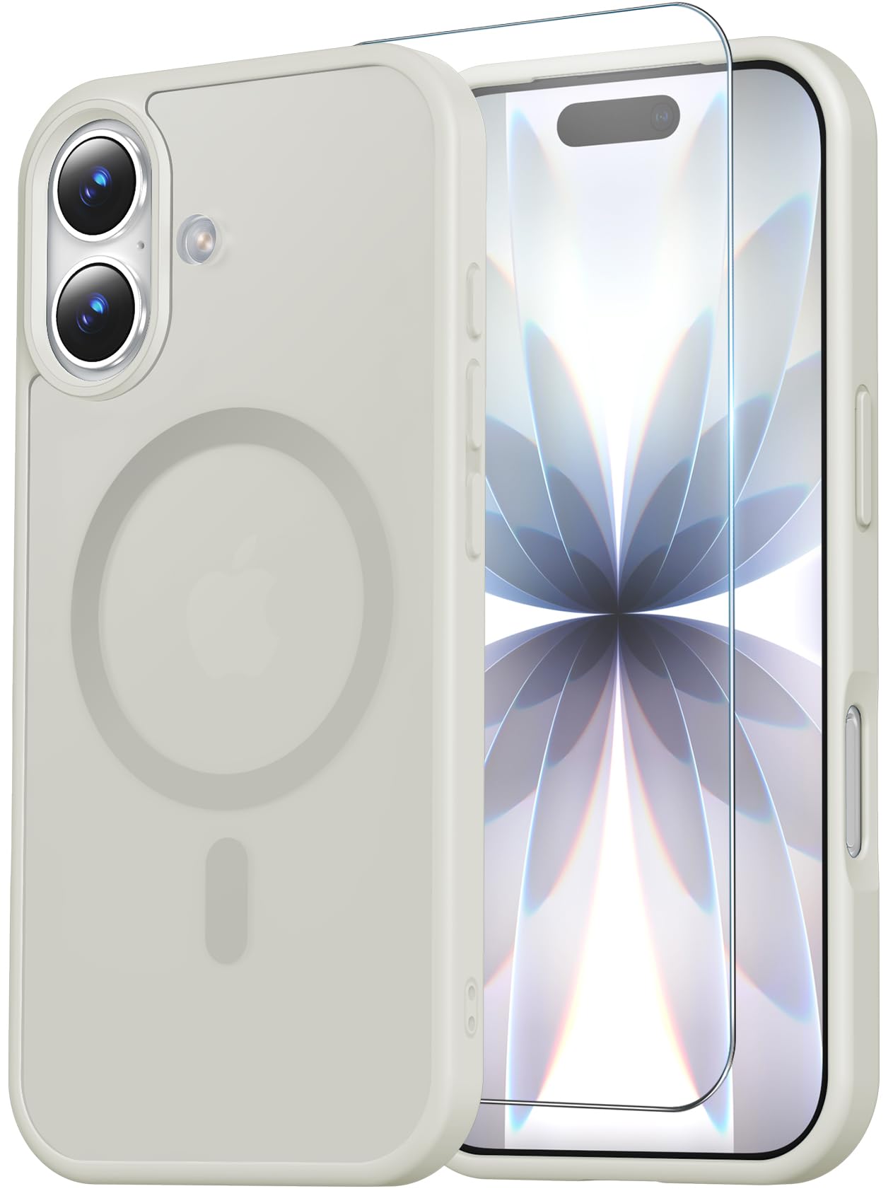 Temdan for iPhone 17 Case with Screen Protector Beige