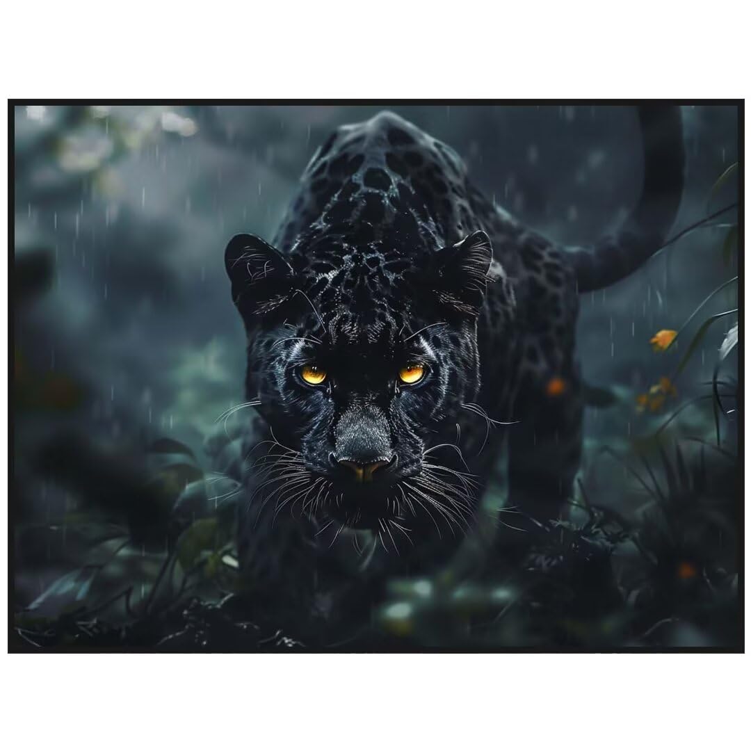 Diamond Painting Panther Tier 50x75 cm Malen Nach Zahlen Erwachsene Diamant Painting Bilder,Full Eckige Steine Diamond Painting Kinder,DIY Bastelset Diamond Painting Set Crystal Art,Wand Dekor S/870