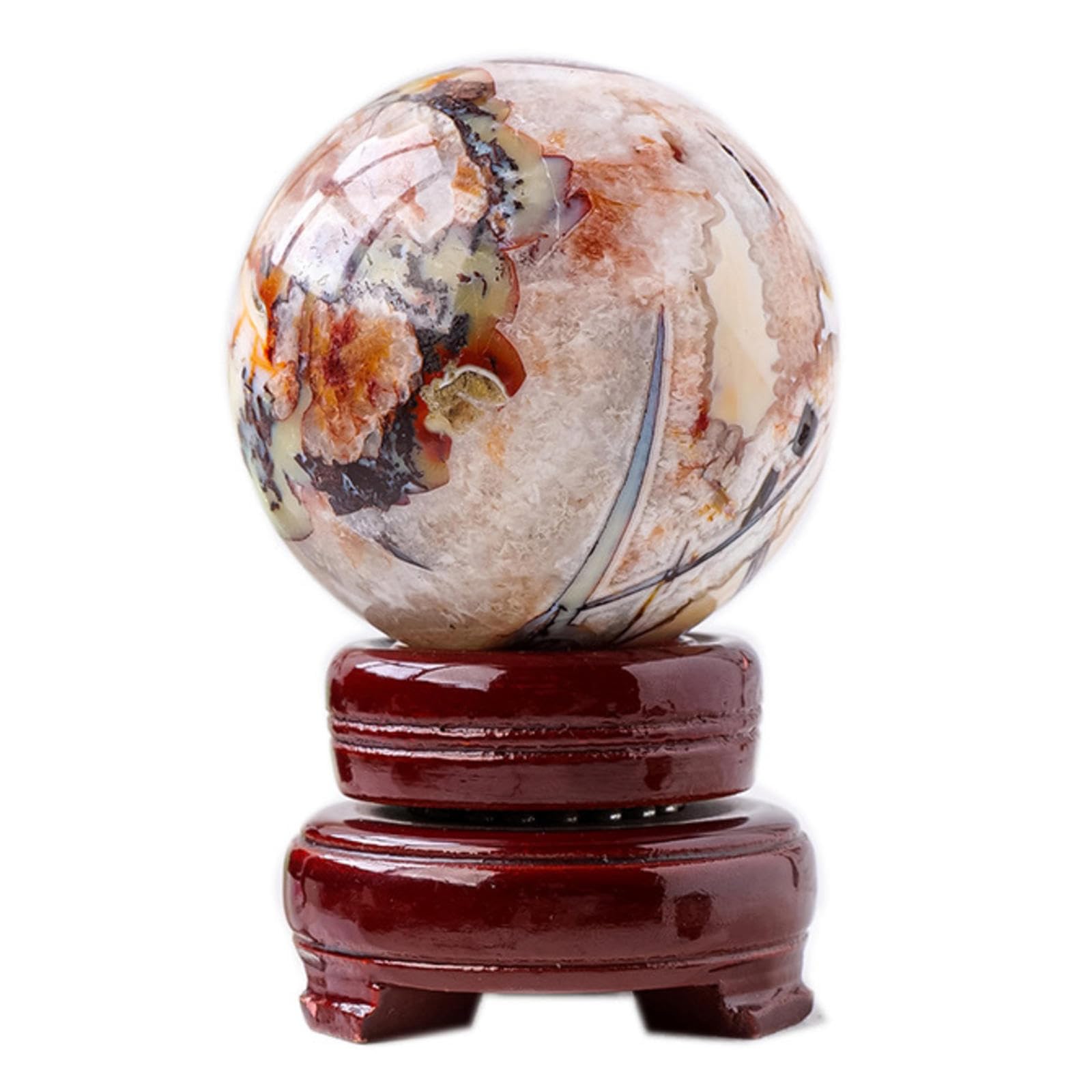 DPURPIWADY Dragon Pattern Crystal cave Ball Agate Rough Stone Polished Feng Shui Home Desktop Decoration,70~75mm